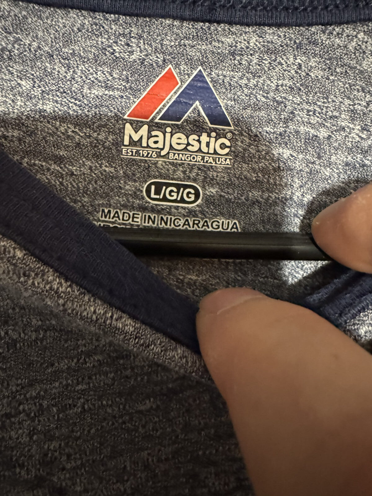 New England Patriots Majestic 3/4 Raglan T-Shirt Men L Gray