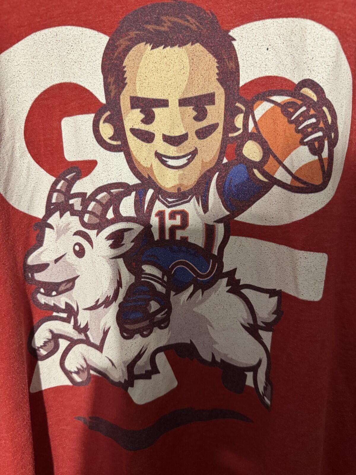 Tom Brady Short Sleeve GOAT T-Shirt Men’s Sz L Red