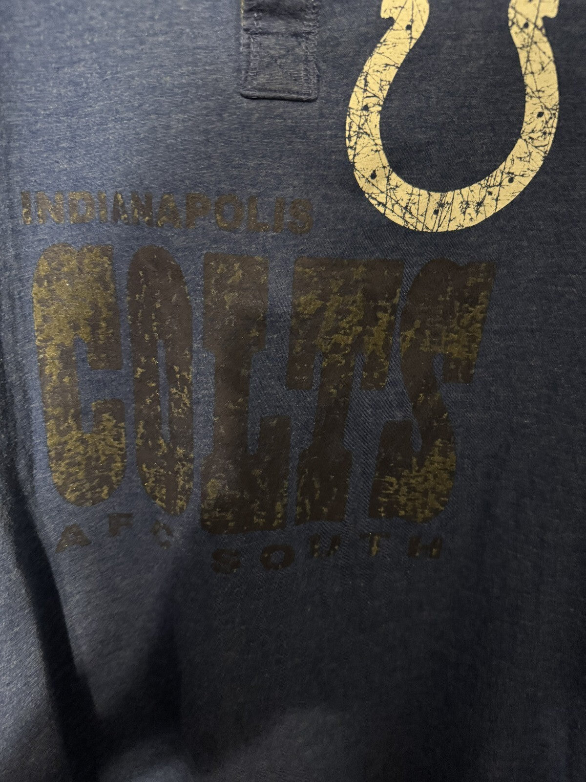Indianapolis Colts Distressed Henley L/S T-Shirt Men XL Blue