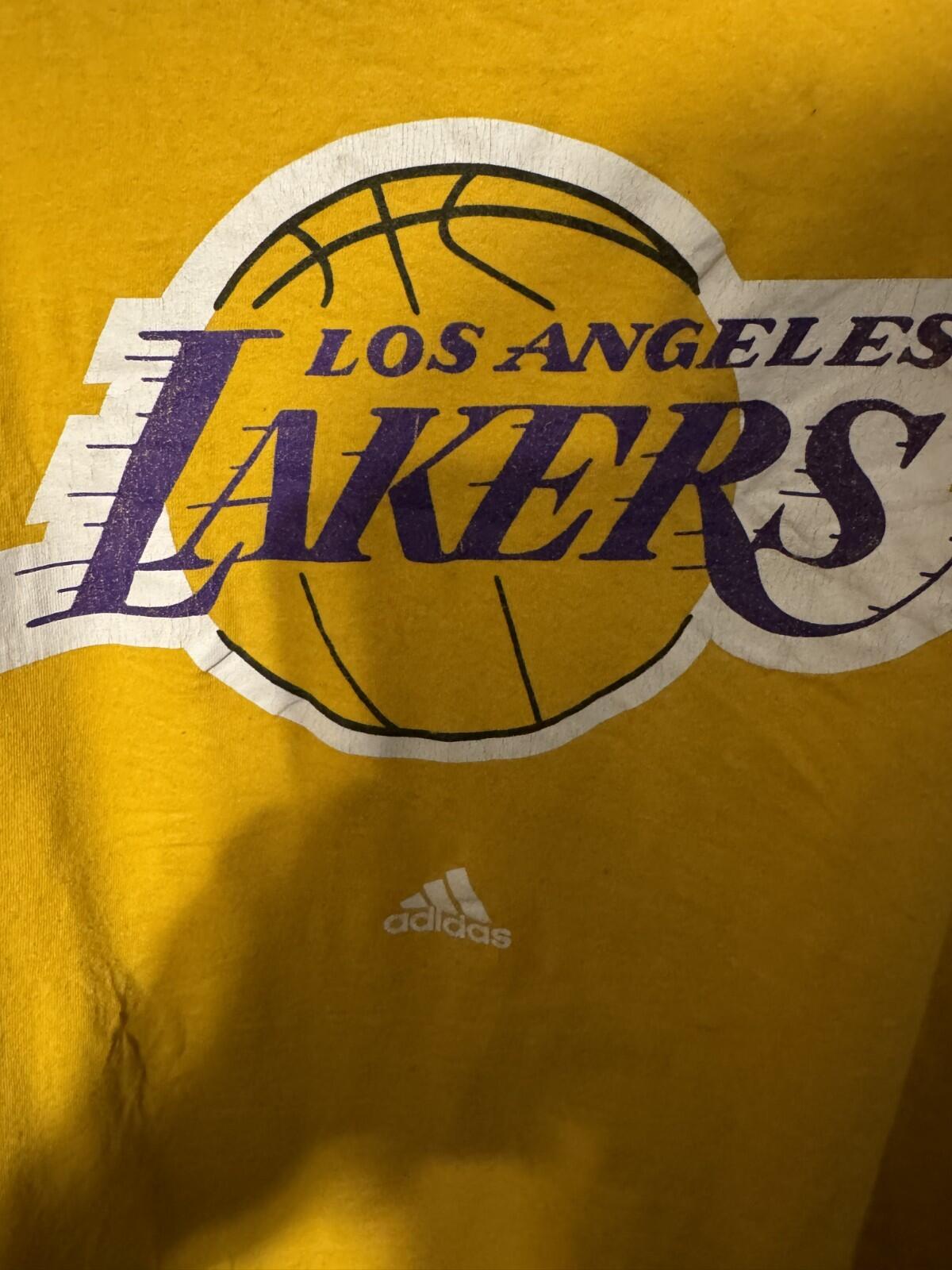 Los Angeles Lakers Adidas Men Size L Yellow S/S T-Shirt