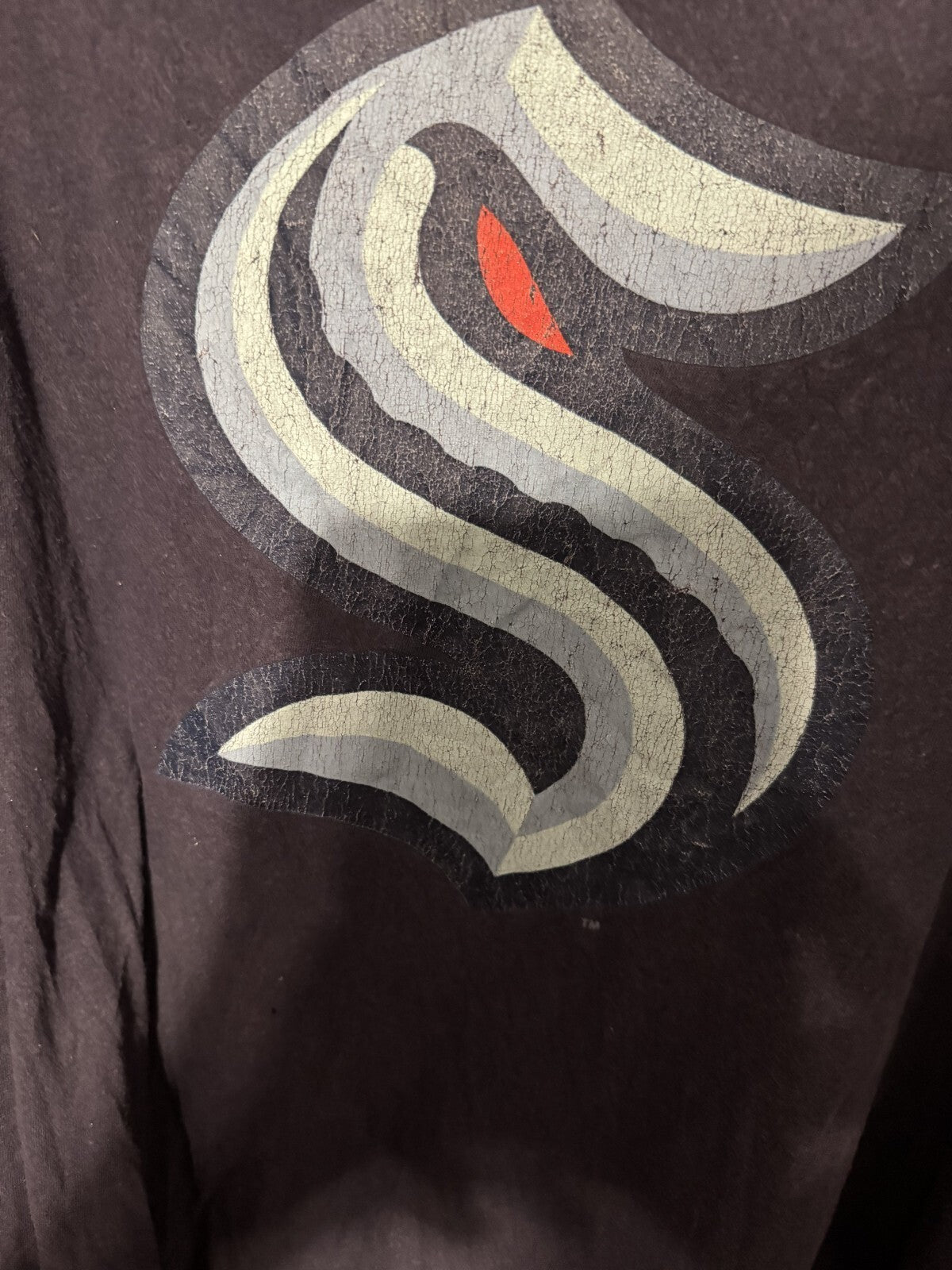 Seattle Kraken Logo Distressed S/S T-shirt Men Size L Blue