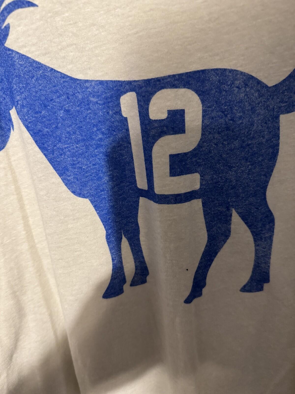 Tom Brady Raglan 3/4 Sleeve GOAT T-Shirt Men’s Sz L White