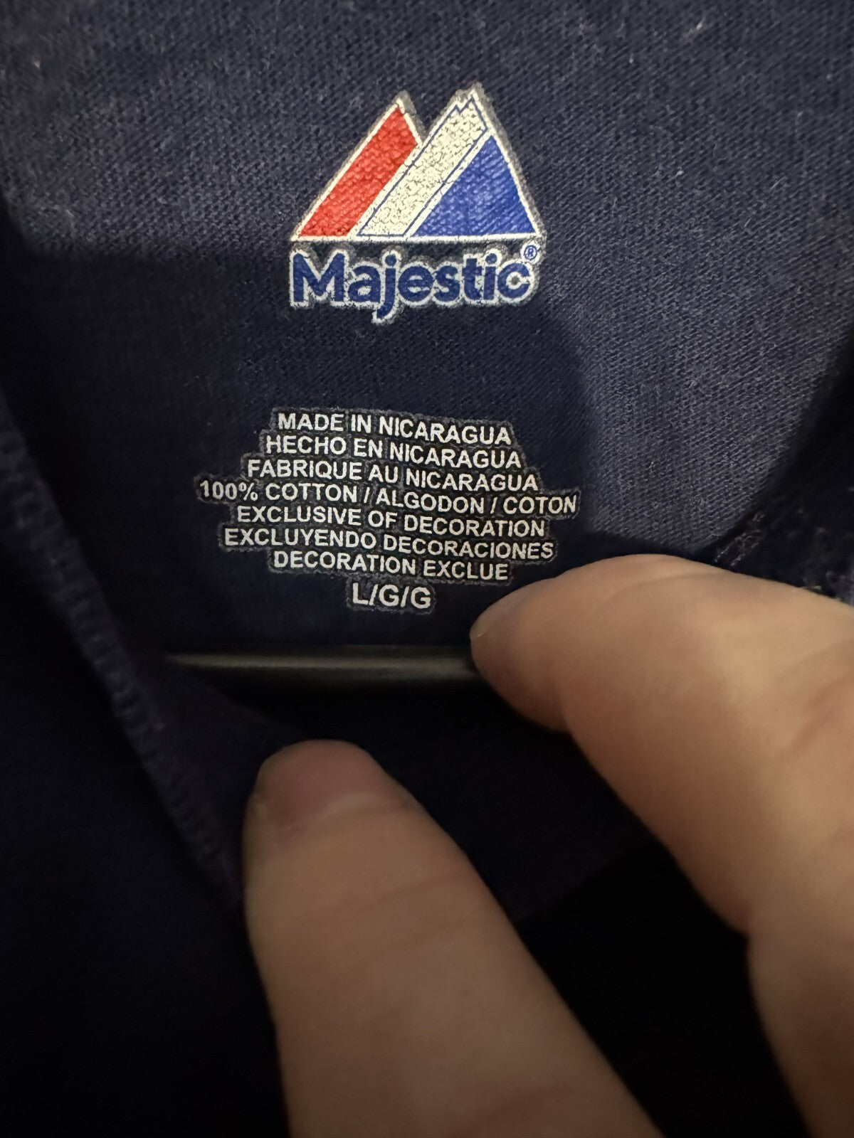 Detroit Tigers Blue Majestic T-Shirt Blue Men's Sz L MLB
