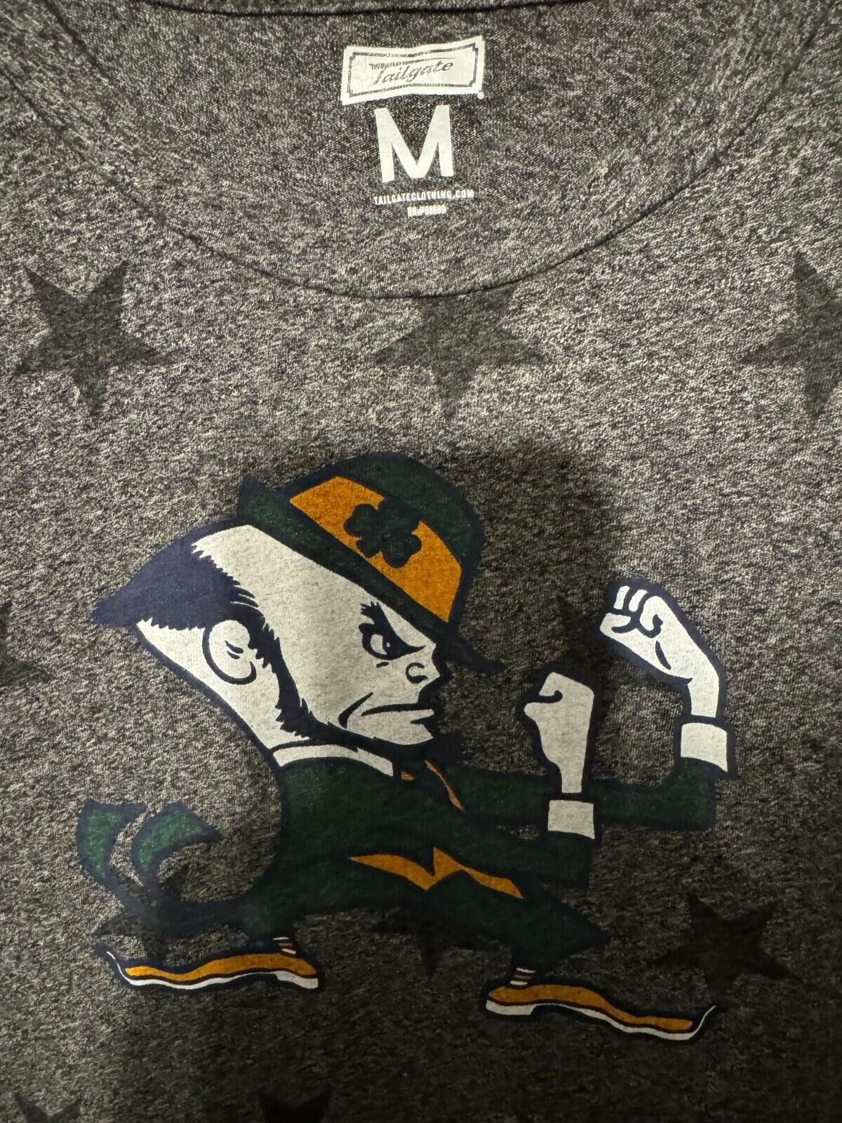 Notre Dame Fighting Irish Women Top Sz Med Tailgate Tee Gray