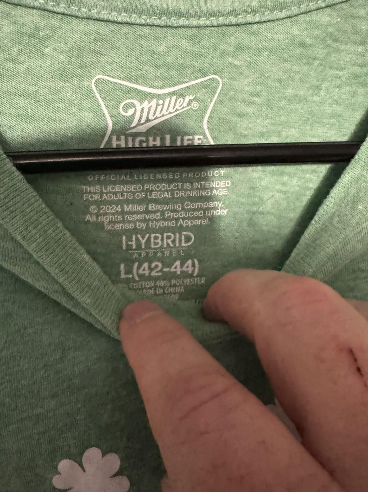 Miller Lite Beer Green Vintage Logo Tee Shirt Men Sz L