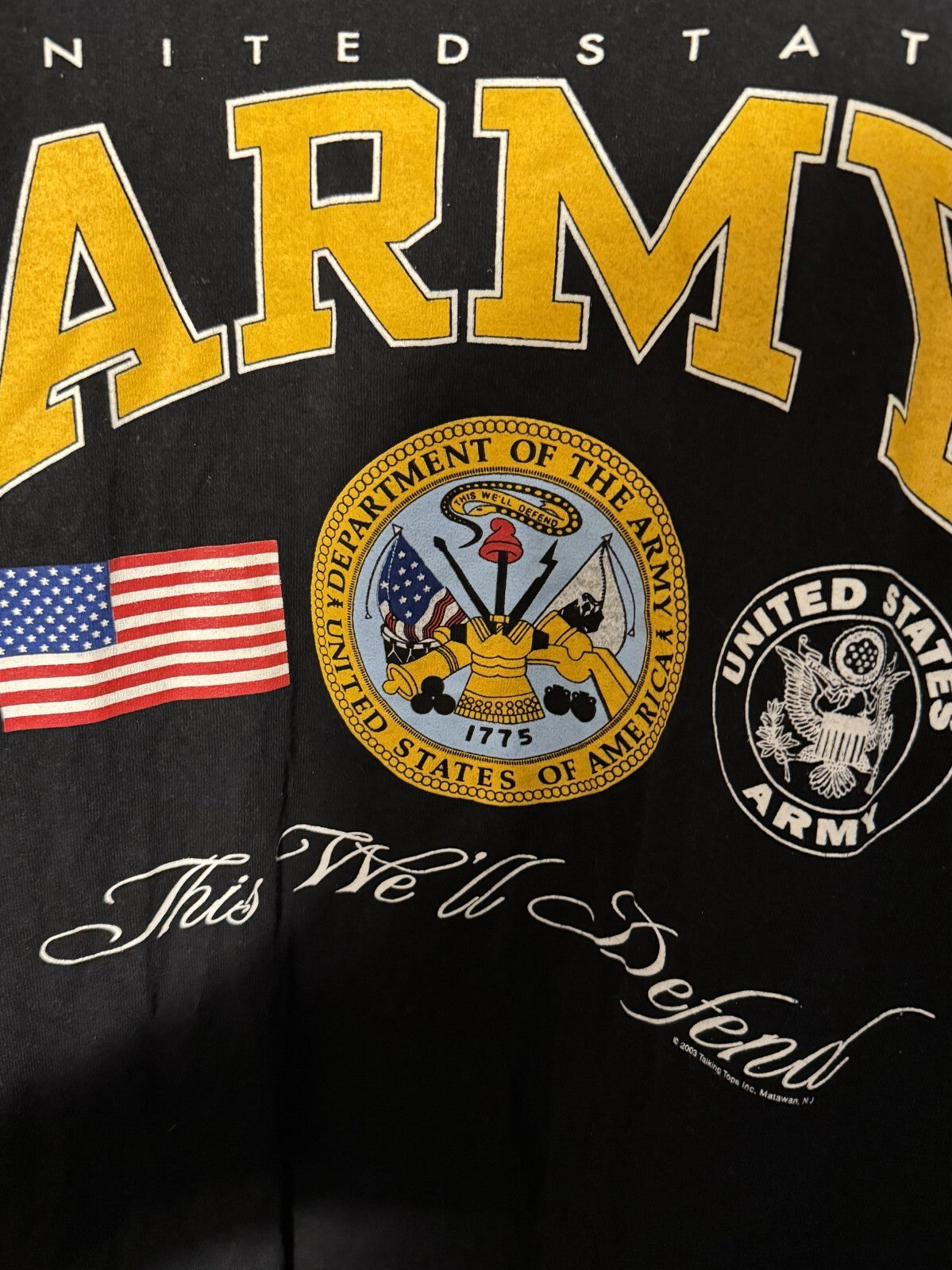 United States Army Men's T Shirt Size XL Black US Military