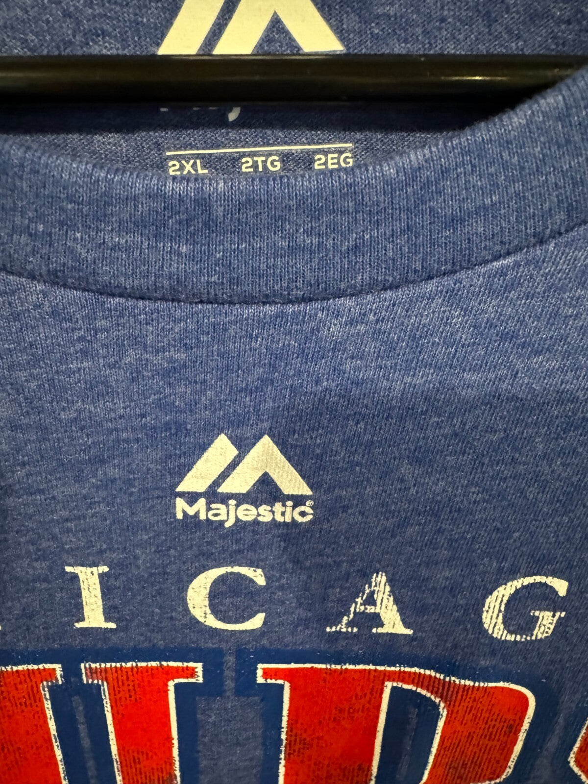 Chicago Cubs Majestic T-shirt Men Sz 2XL Blue NEW WITH TAGS