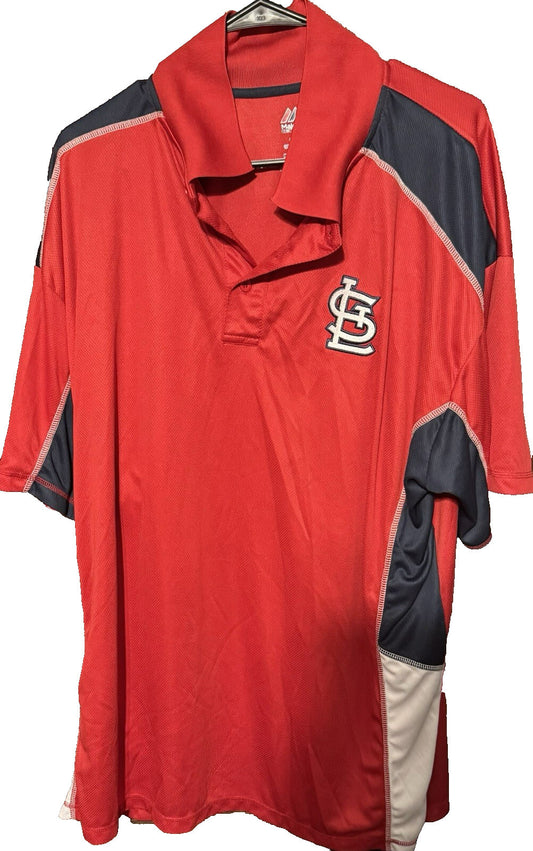 St. Louis Cardinals Majestic polo shirt Men's Size 2XL Red