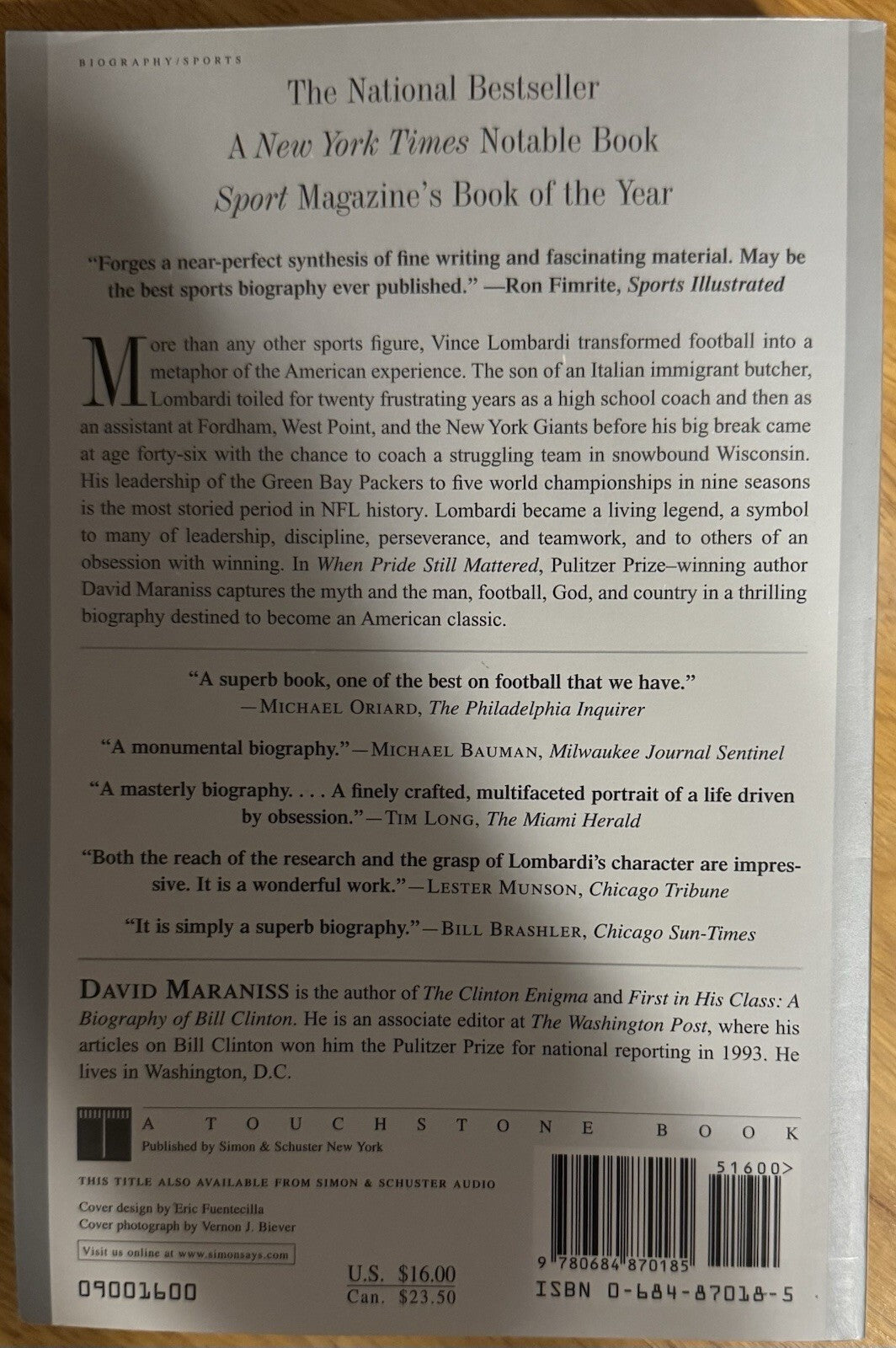 When Pride Still Mattered: A Life of Vince Lombardi by David Maraniss Softcover