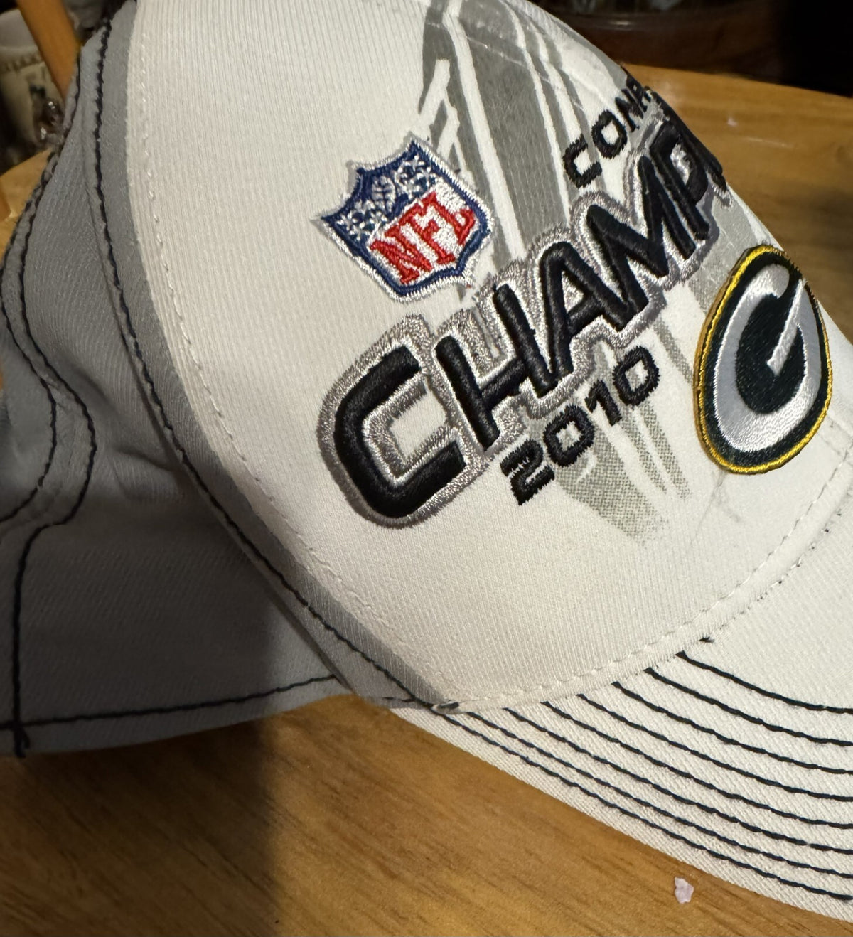 Green Bay Packers White Vintage 2010 NFC Champs Hat Reebok