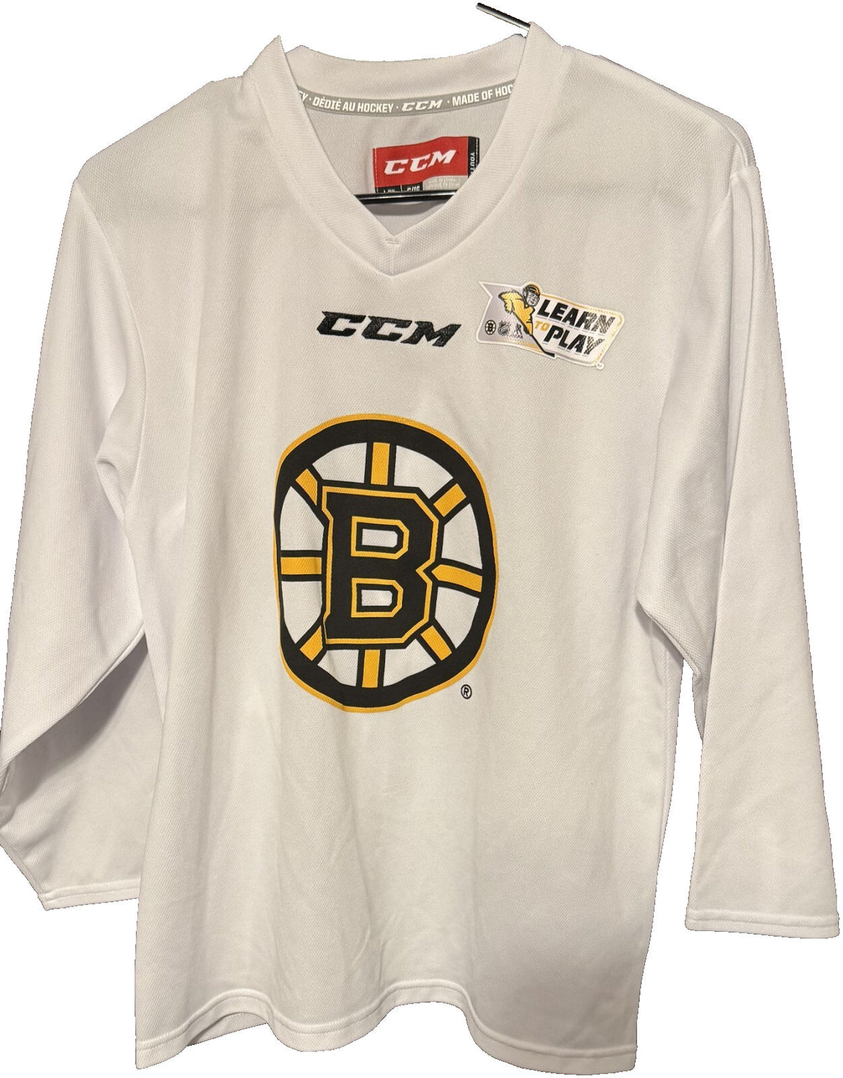 Boston Bruins CCM White Jersey Kid's Sz L/XL