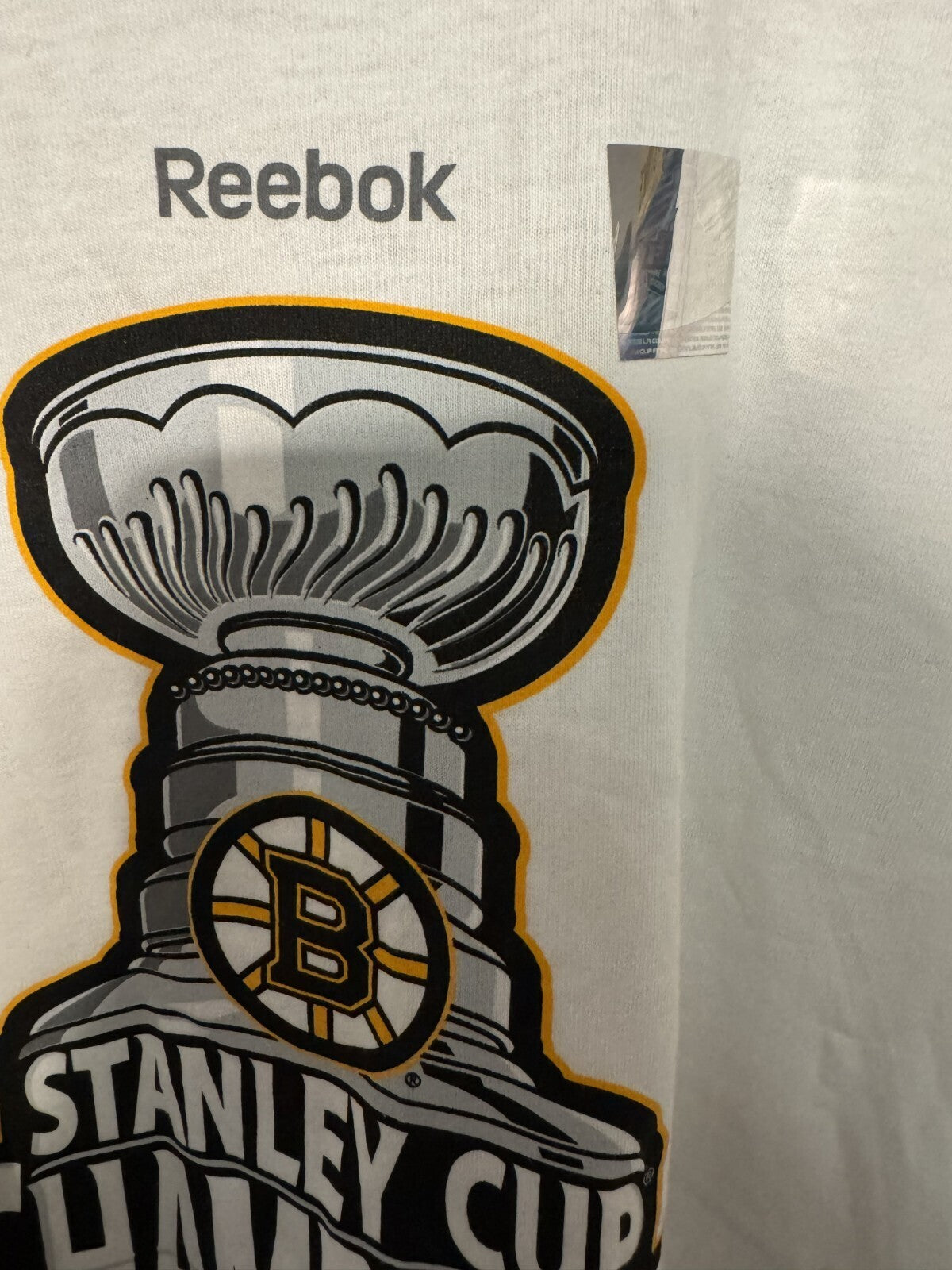 BOSTON BRUINS Stanley Cup Champions Reebok White Tee Men's Sz XXL NEW WITH TAGS