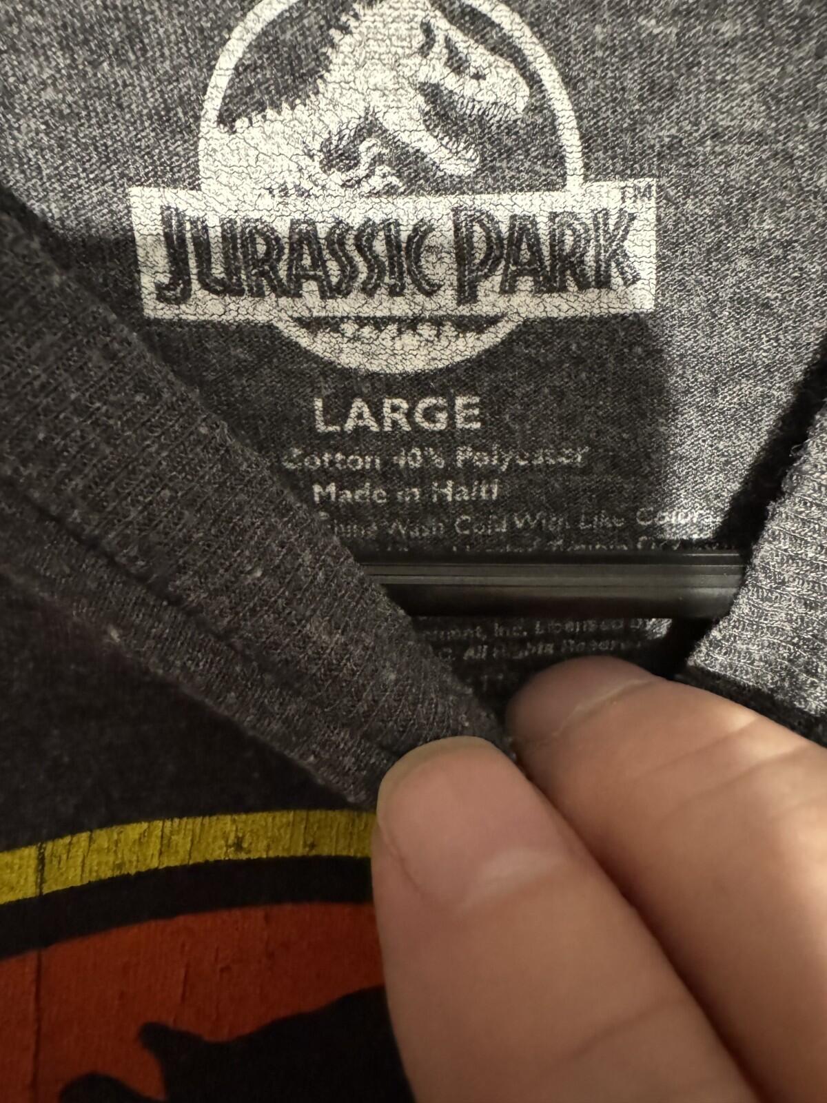 Jurassic Park Logo T-Shirt Gray Men's Size L