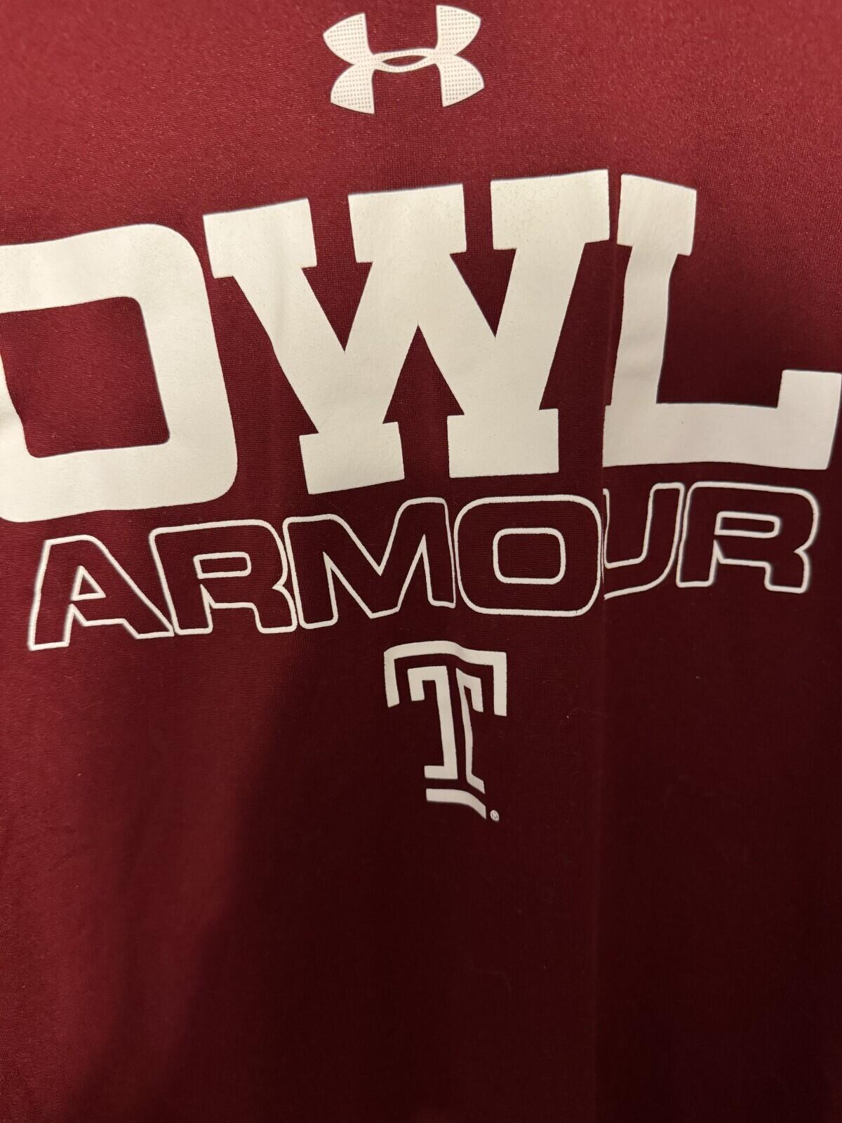 Temple Owls Under Armour Tee Burgundy Men's Size L