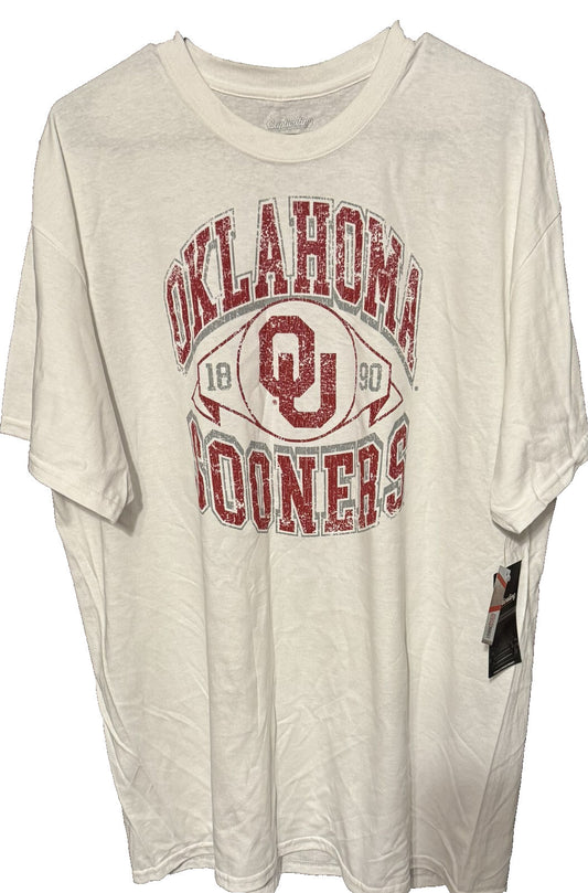 Oklahoma Sooners White Logo Tee Men's Size XL NEW WITH TAGS