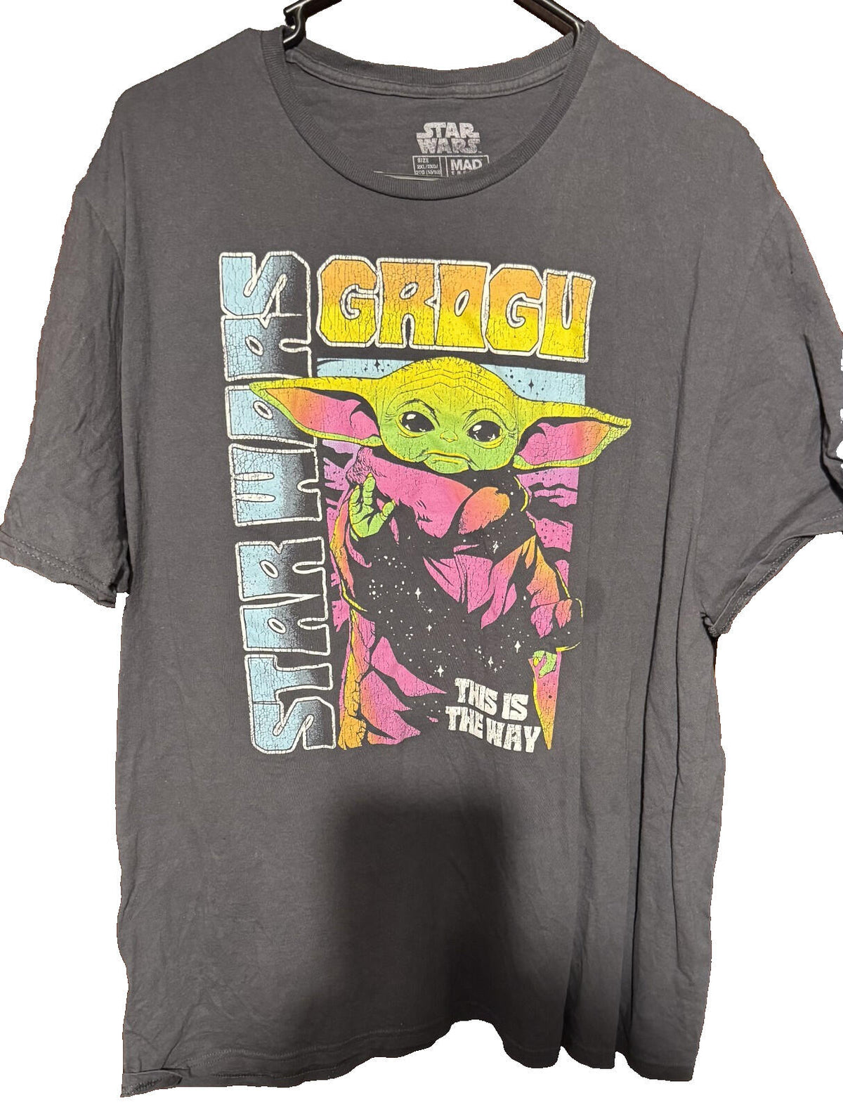 Star Wars Logo Mandalorian Grogu T-Shirt Men's Size XXL Gray
