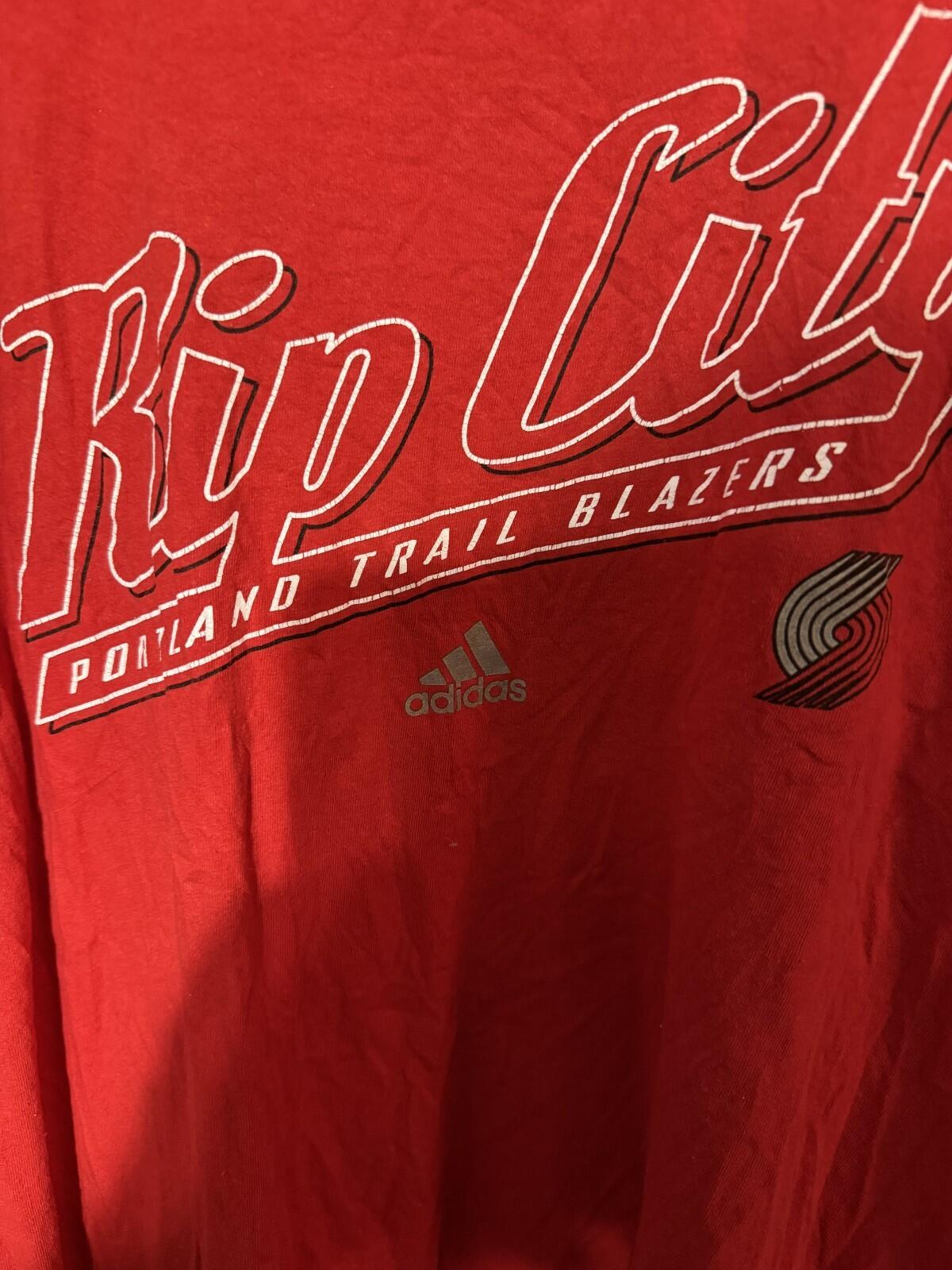 Portland Trail Blazers Adidas Red Rip City T-Shirt Men Sz L