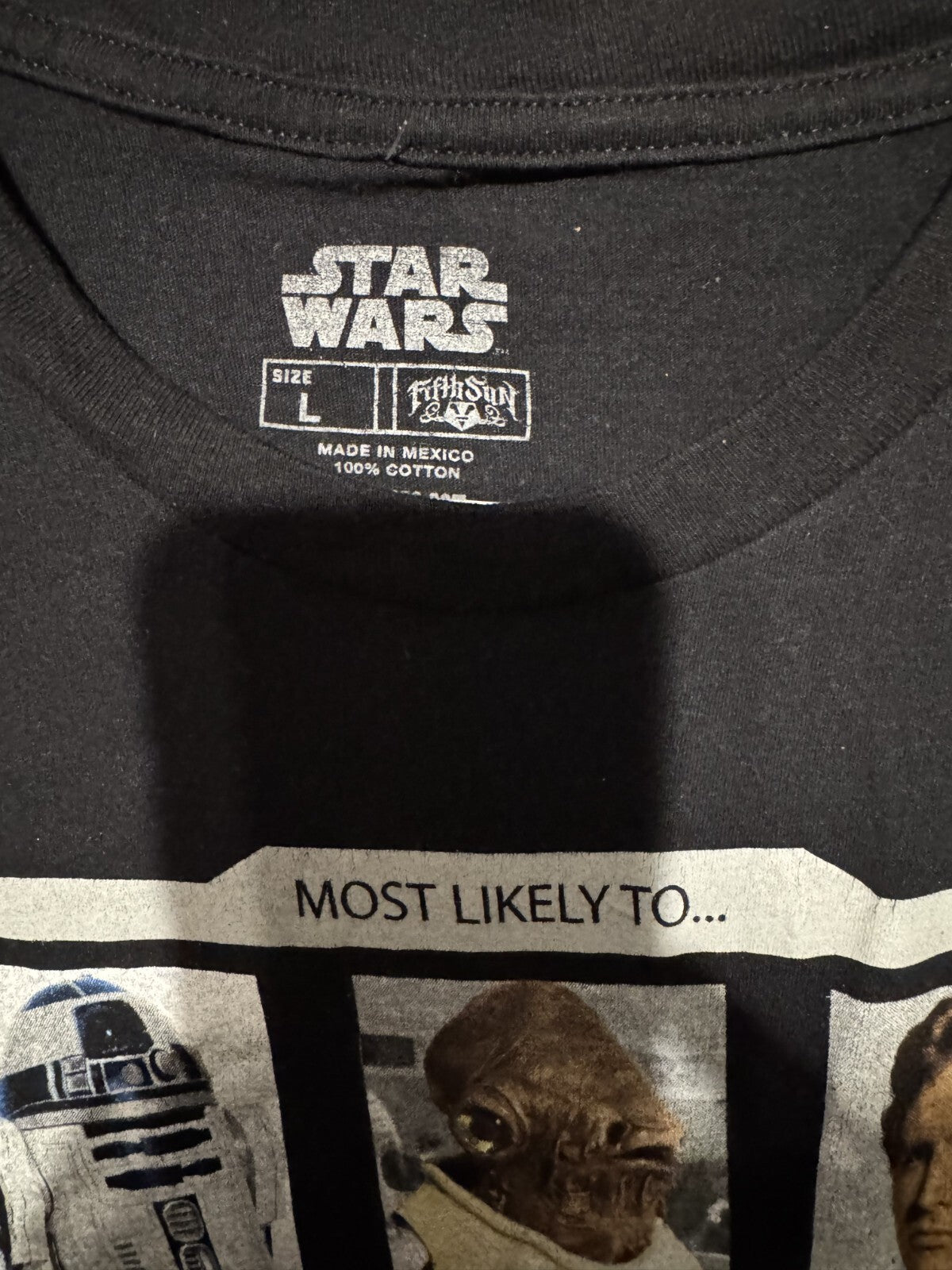 Star Wars Most Likely To T Shirt Men's Size L Black