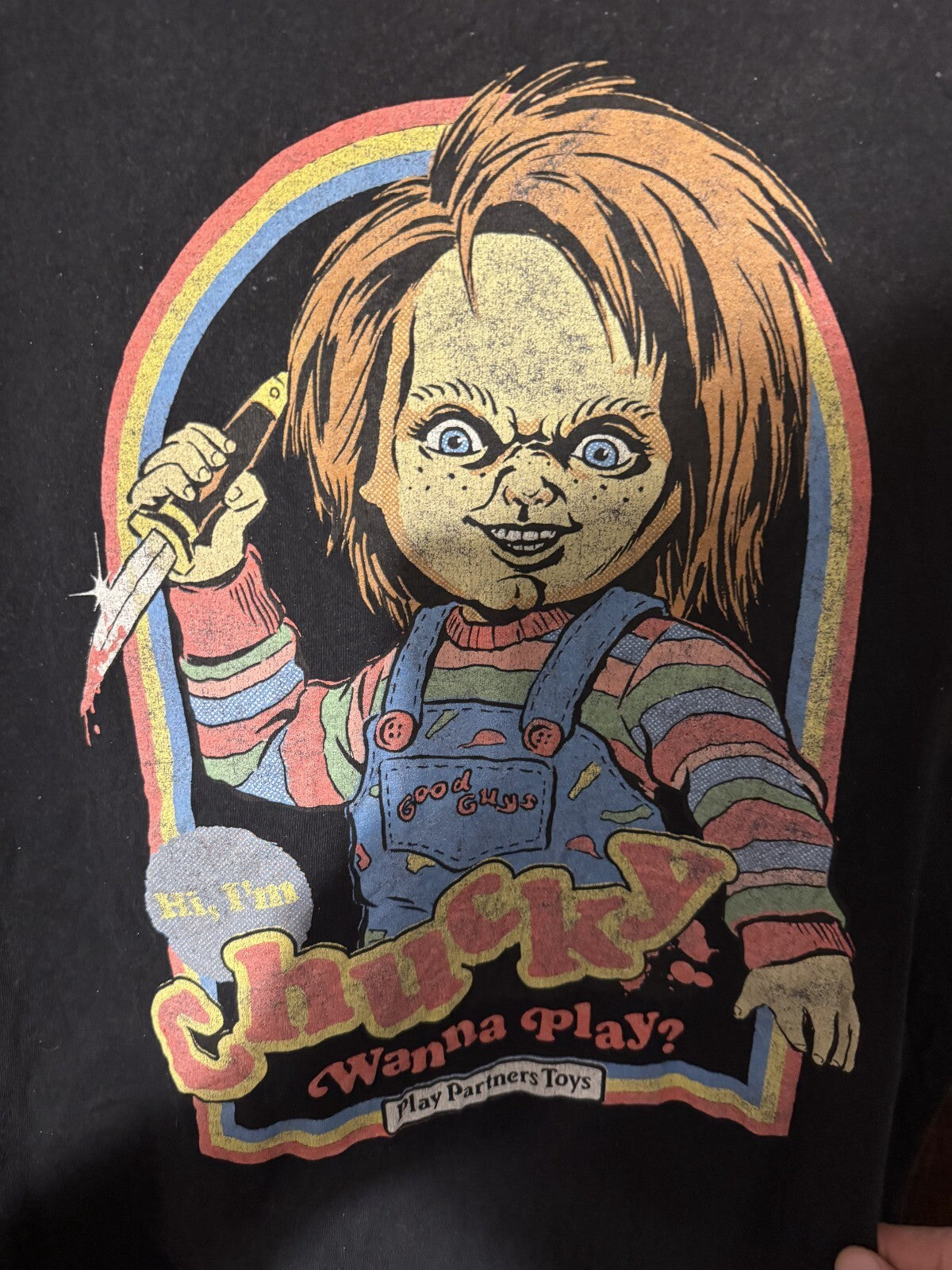 Chucky Child's Play Logo T-Shirt Men's Size XL Black Horror