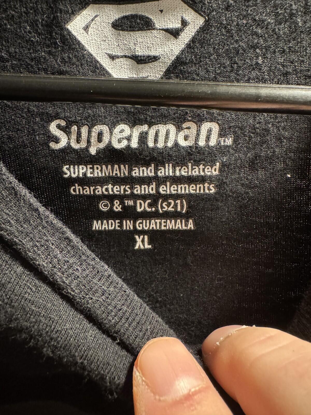 Superman Short Sleeve T-Shirt Men Sz XL Black DC Comics