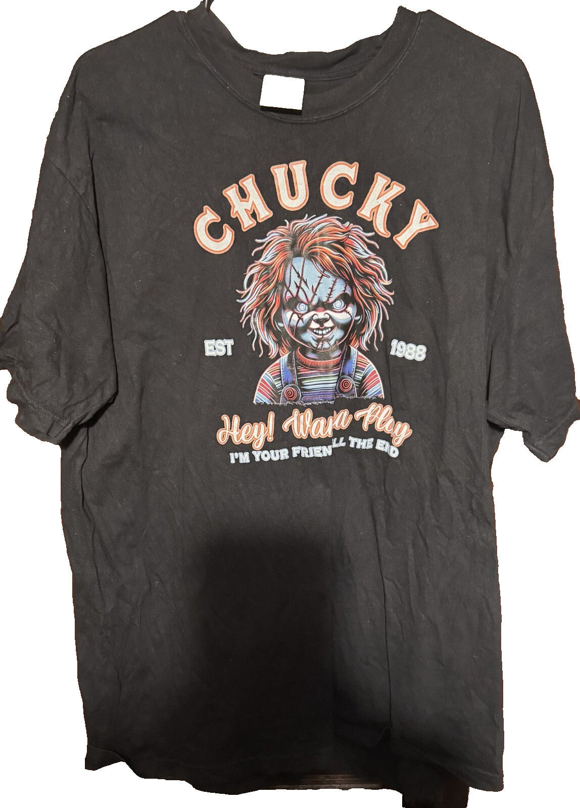 Chucky Child's Play Logo T-Shirt Men's Size XL Black Horror
