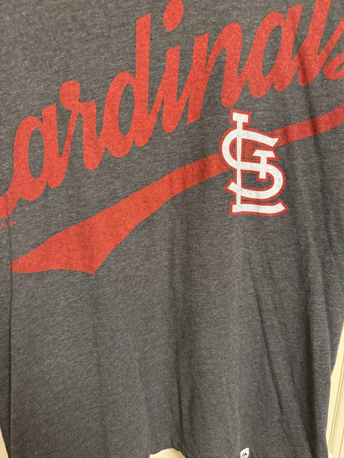St. Louis Cardinals Majestic T-Shirt Script Size L Gray