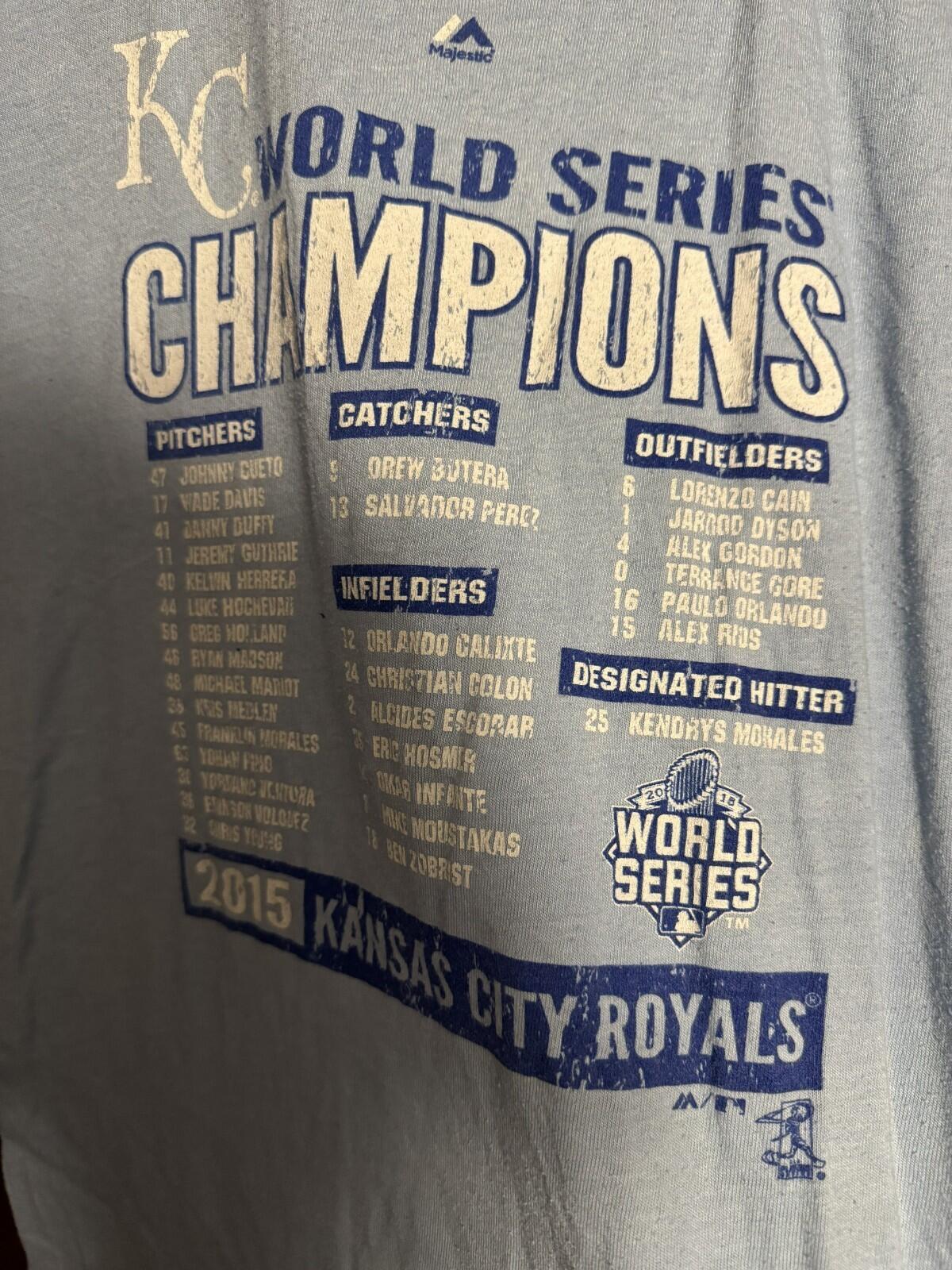 Kansas City Royals 2015 World Series Champions t-shirt Men's Size L Blue