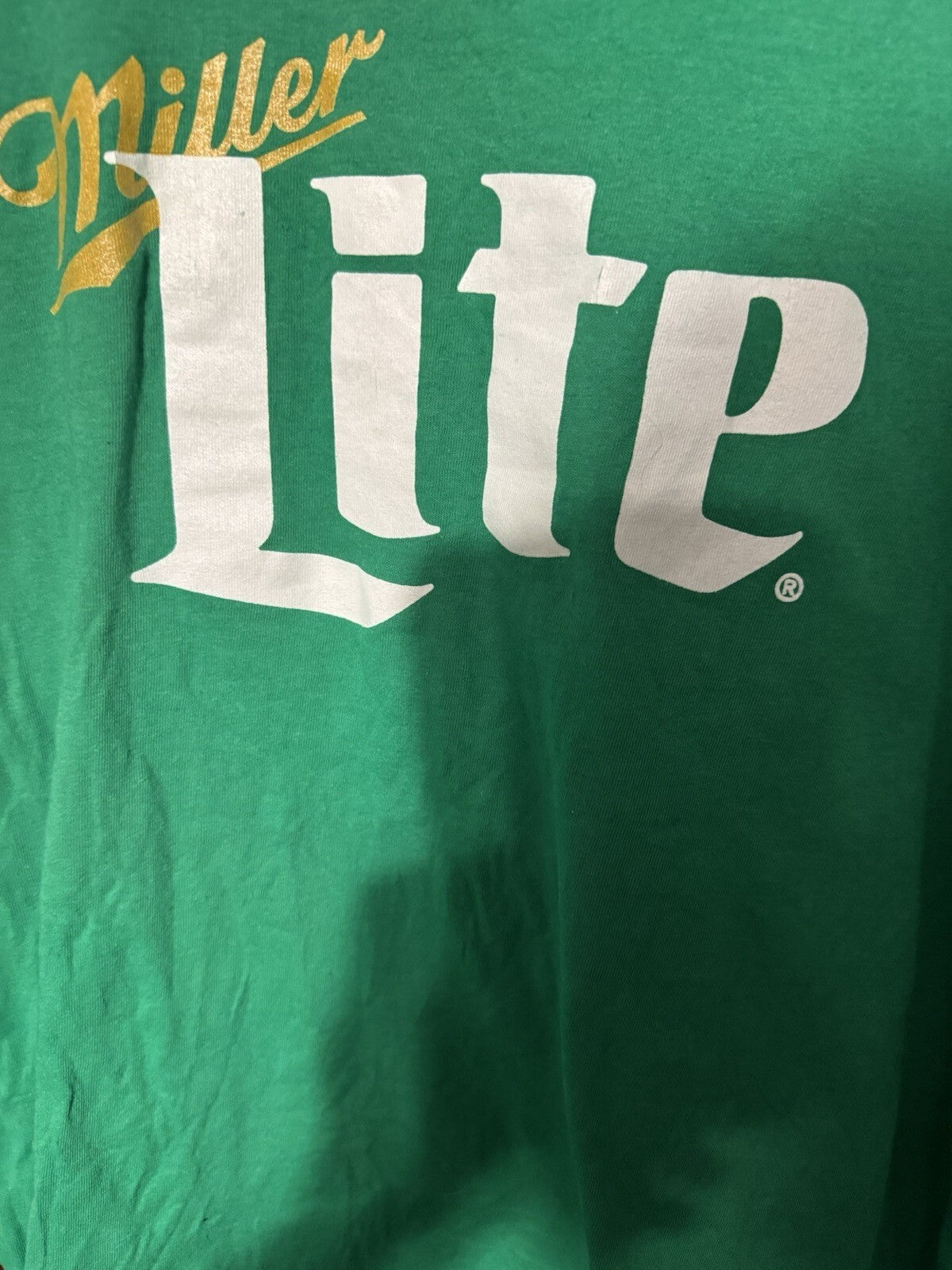 Miller Lite Beer Green Vintage Logo Tee Shirt Men Sz L