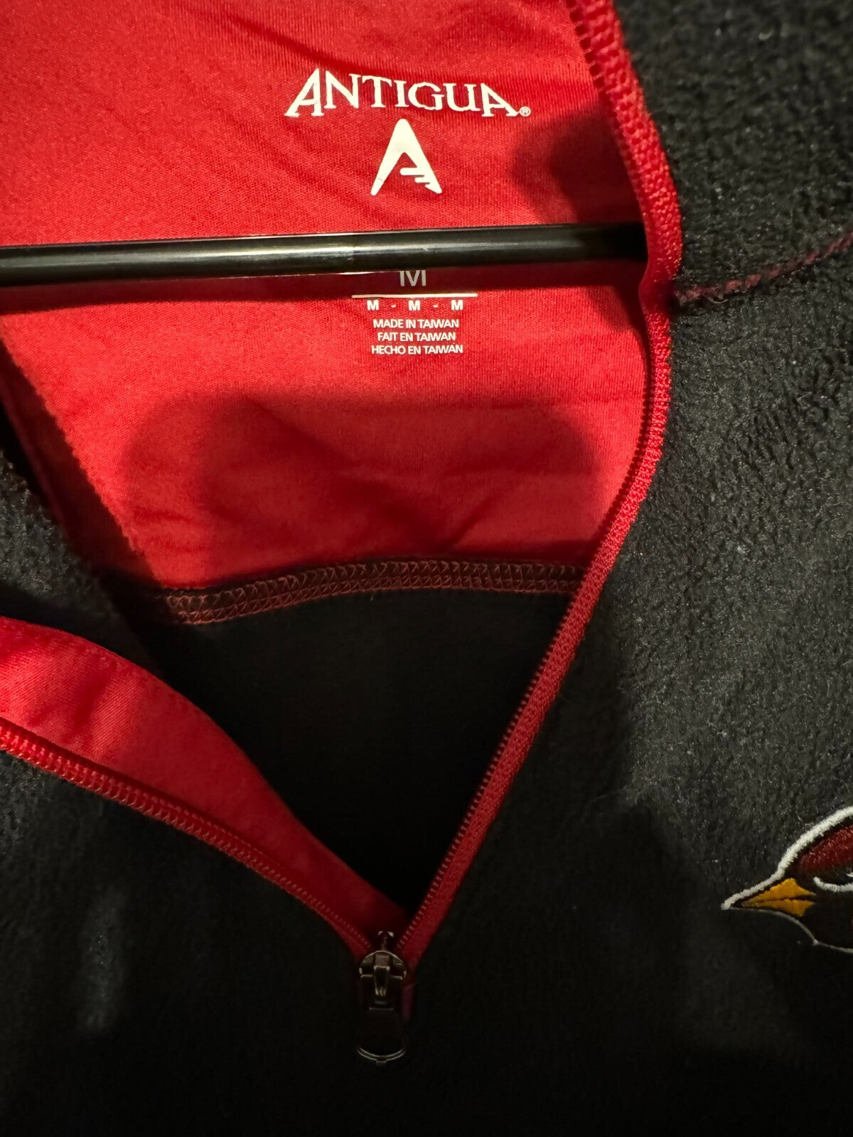 Arizona Cardinals Antigua 1/4 Zip Pullover Men Sz M Black