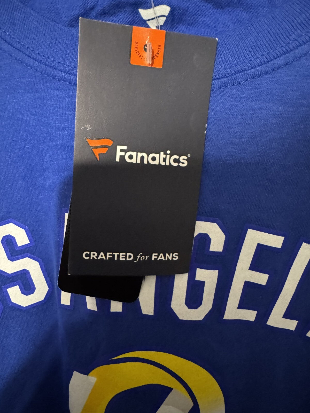 Los Angeles Rams Fanatics Men's tee Sz L Blue NEW WITH TAGS