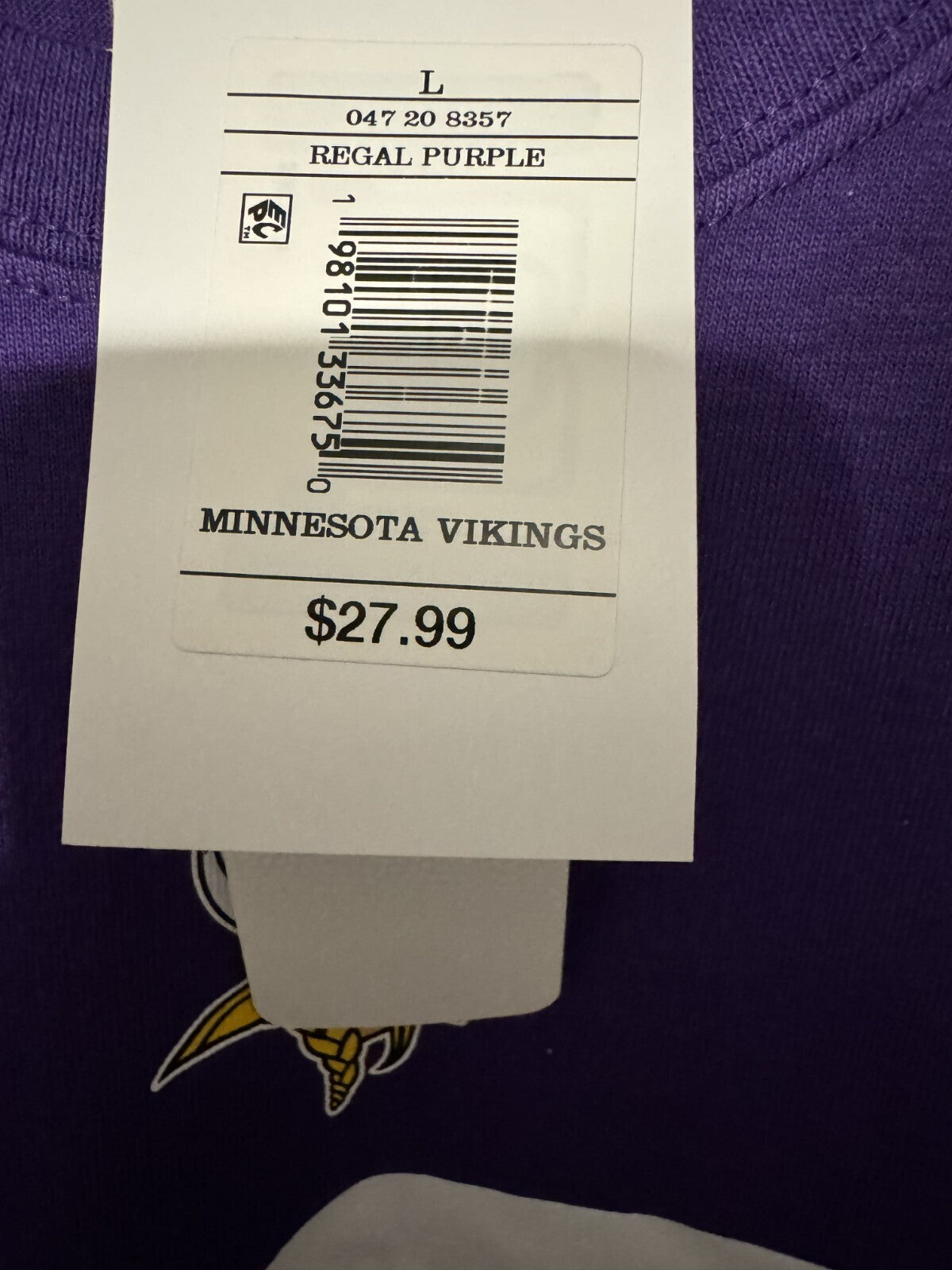 Minnesota Vikings Justin Jefferson #18 Purple Player T Shirt Men's Size L NWT