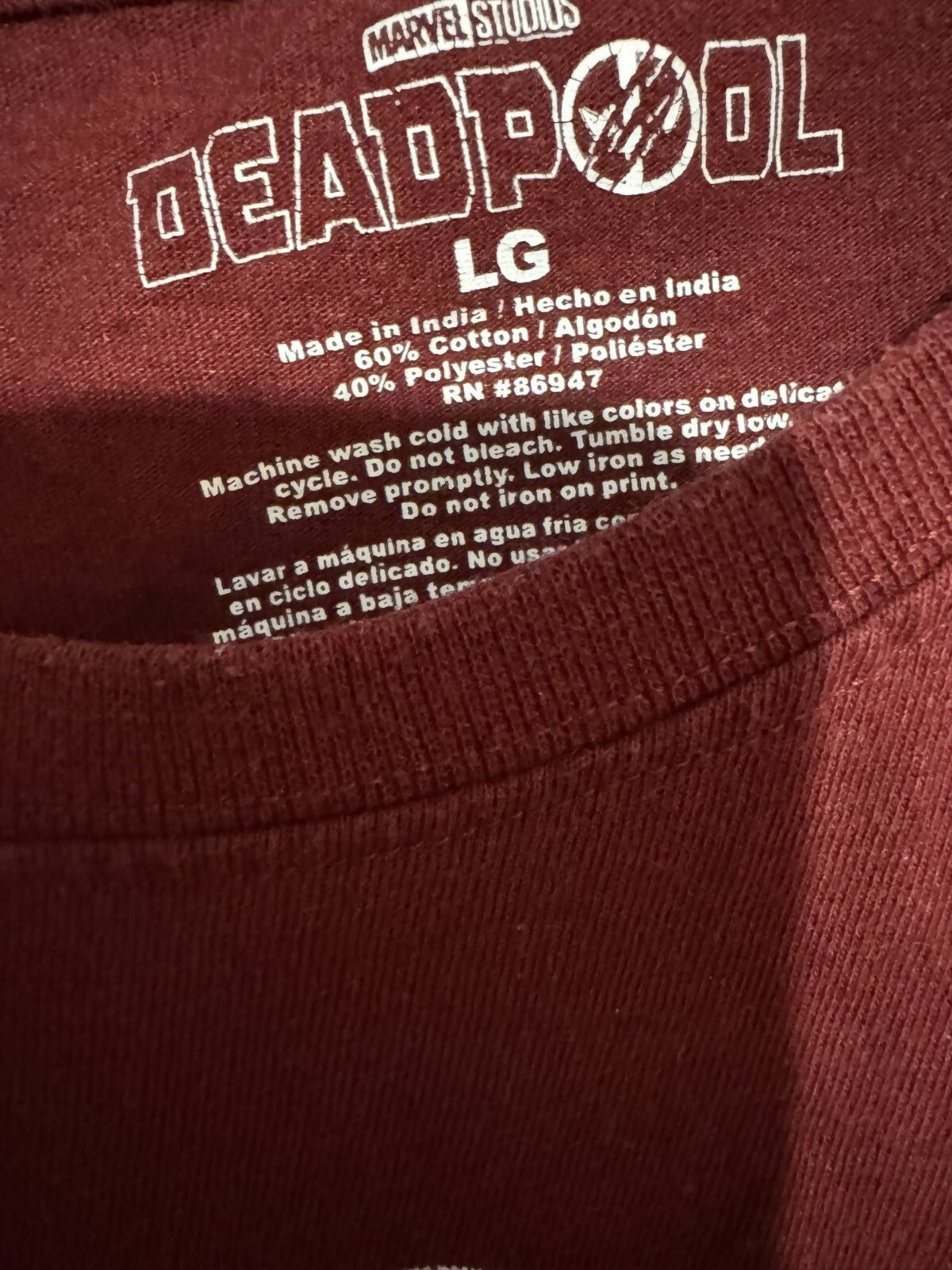 Deadpool Marvel Short Sleeve Tee shirt Men's Sz L Red marvel