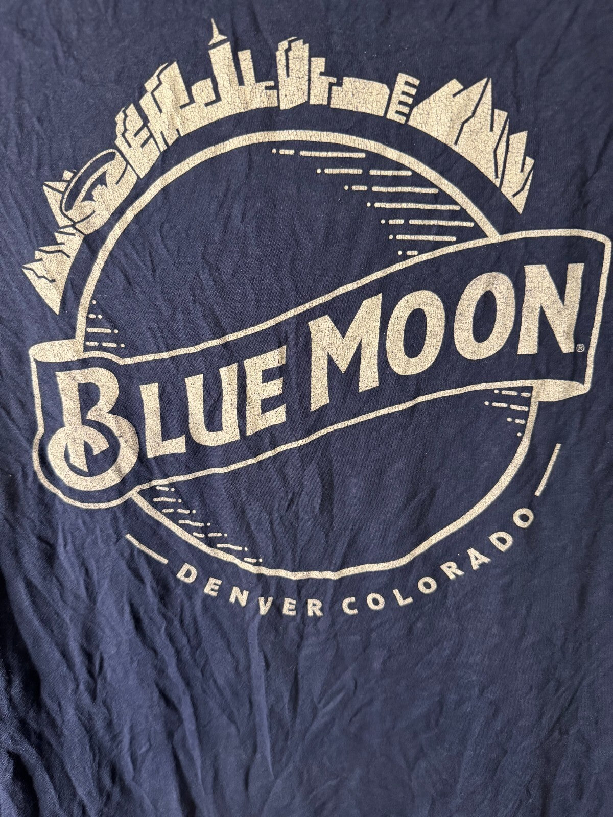 Blue Moon Beer Blue Vintage Logo Tee Shirt Men Sz L