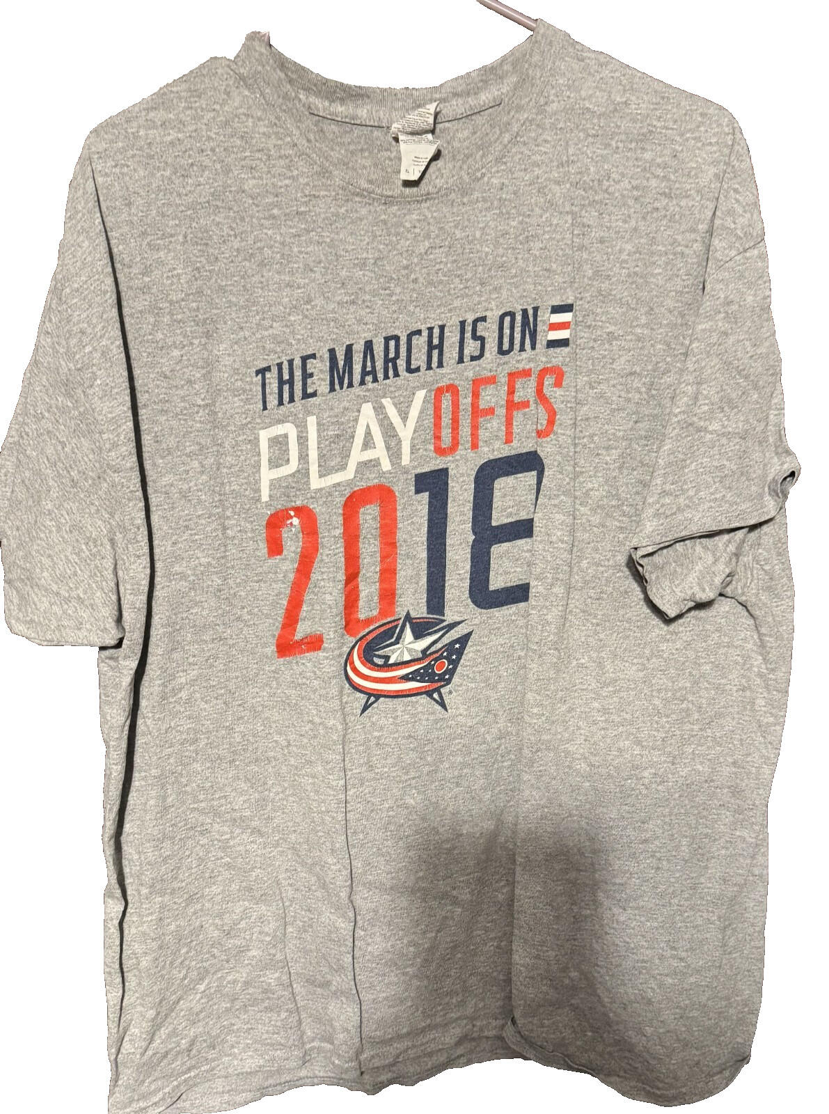 Columbus Blue Jackets 2018 Playoffs T-Shirt Gray Men Sz XL