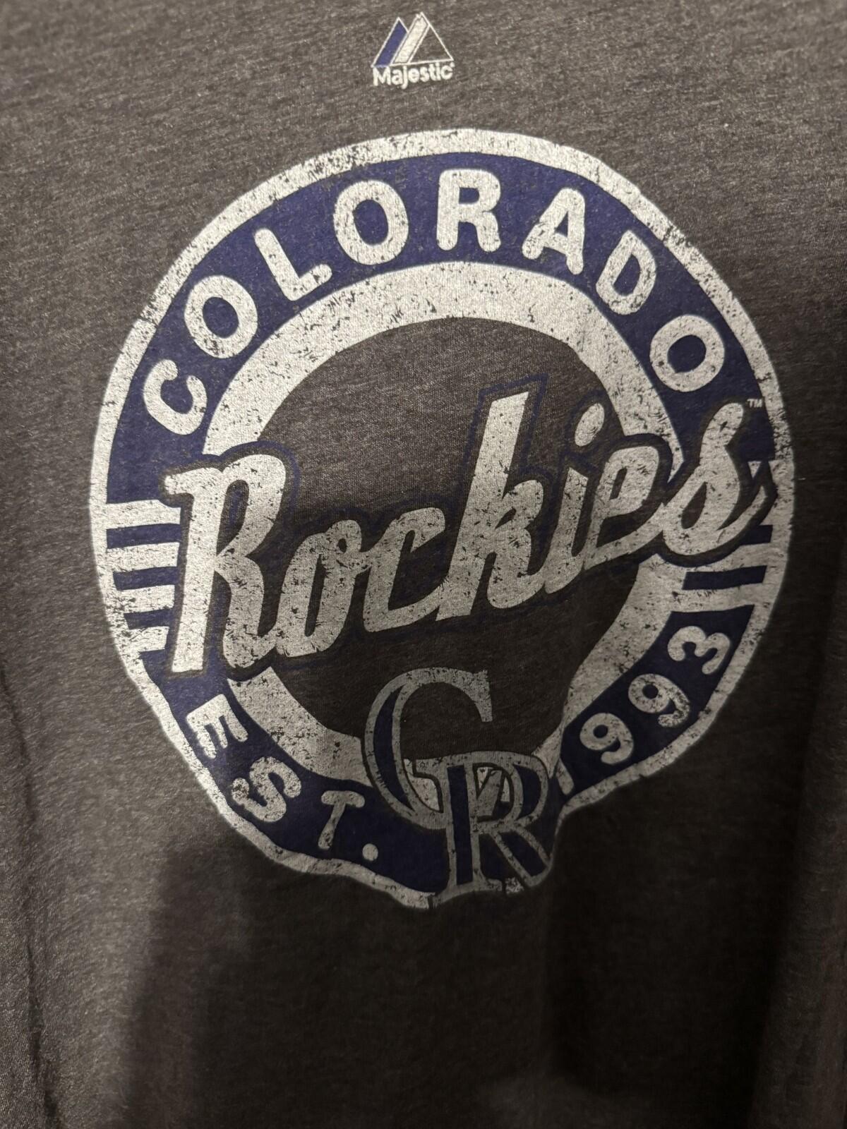Colorado Rockies Majestic T-Shirt Unisex Sz 2XL Gray