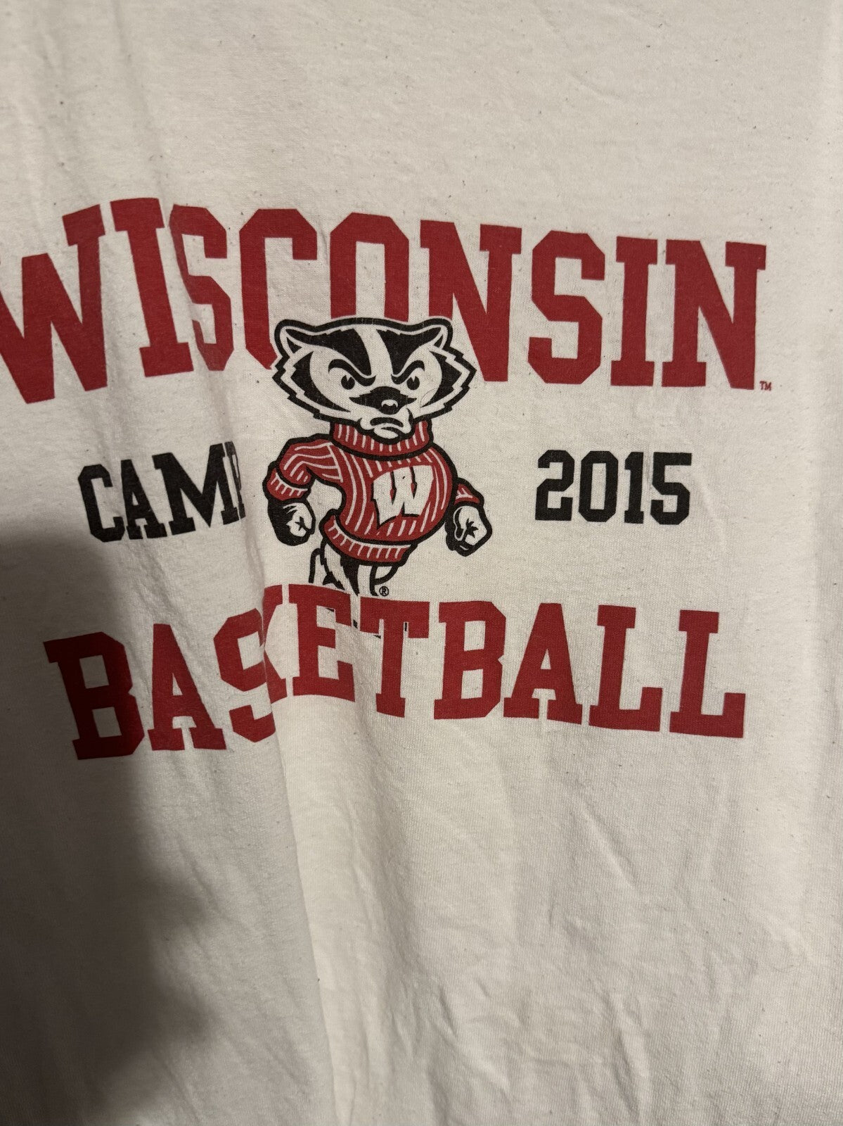 Wisconsin Badgers Vintage Basketball Camp Tee Men Sz M White