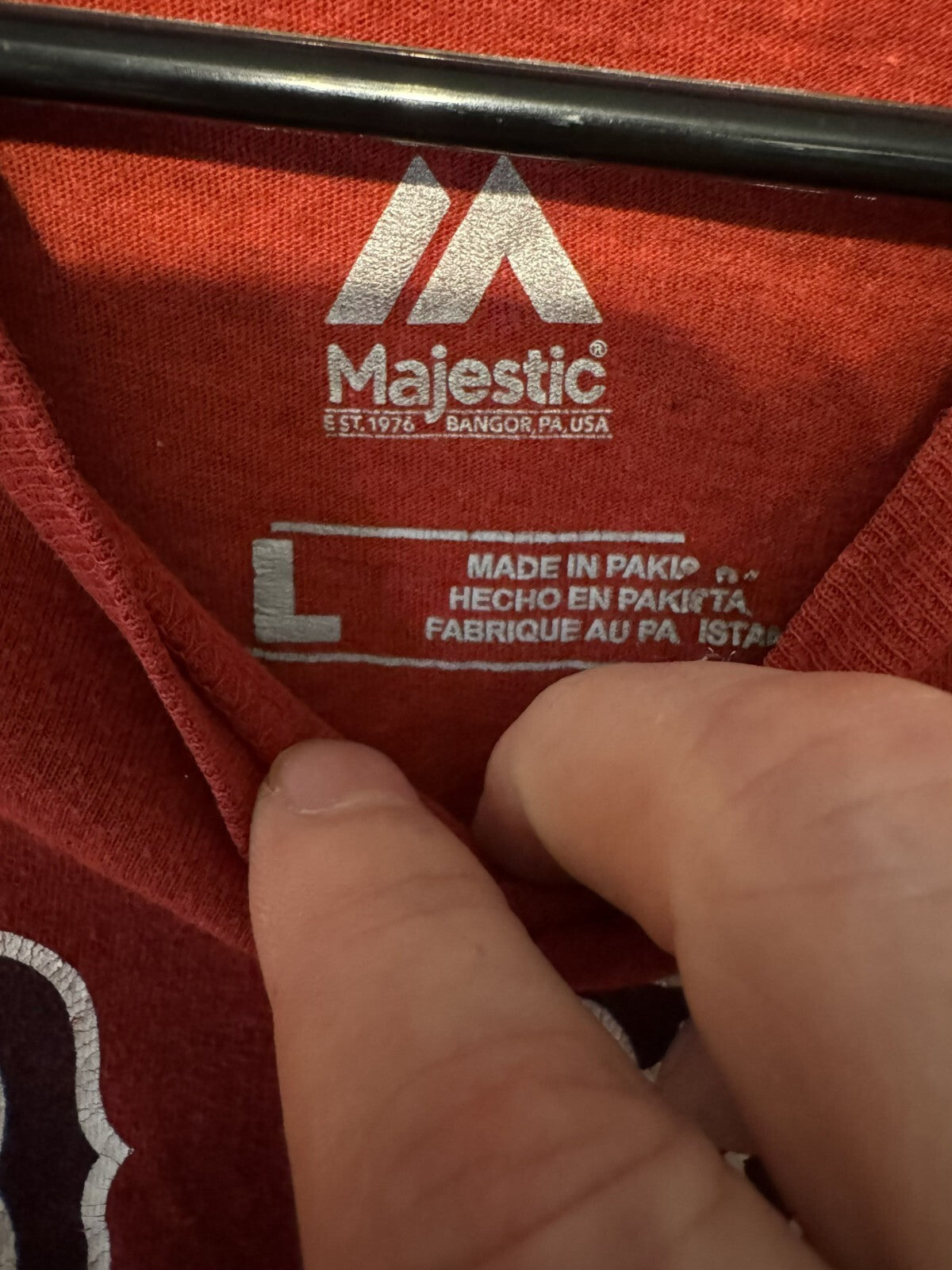 Boston Red Sox Majestic Short Sleeve Tee Men's L Red MLB