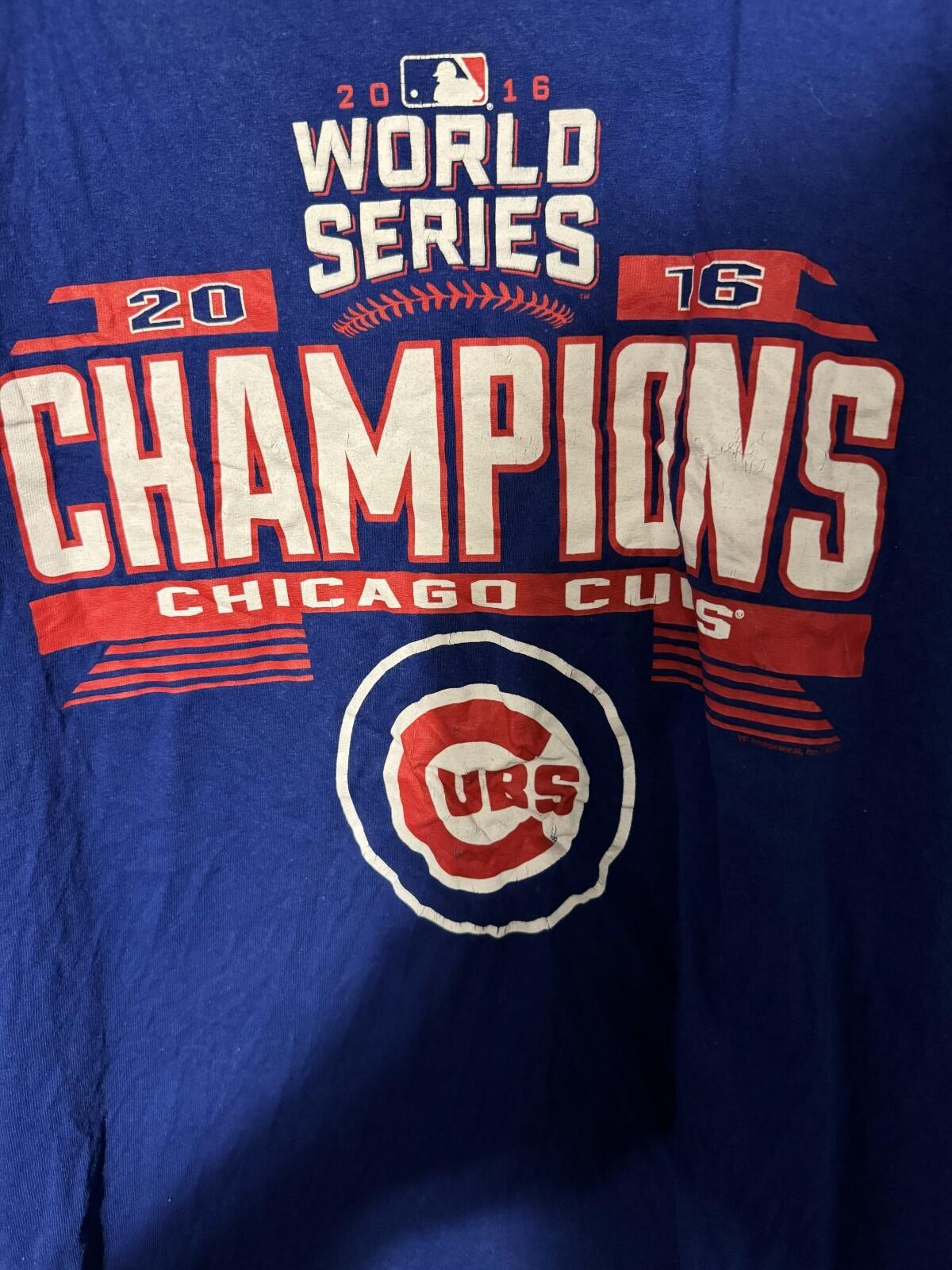 Chicago Cubs 2016 World Series Champion Tee Men Size L Blue
