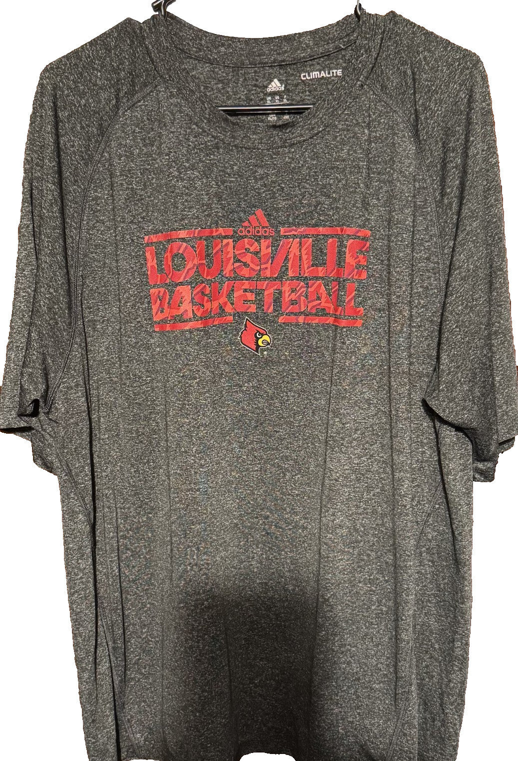 Louisville Cardinals Adidas Basketball TShirt Men Sz XL Gray