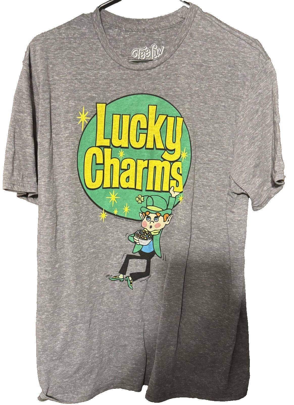 Lucky Charms Cereal Logo Tee Shirt Men Size XL Gray