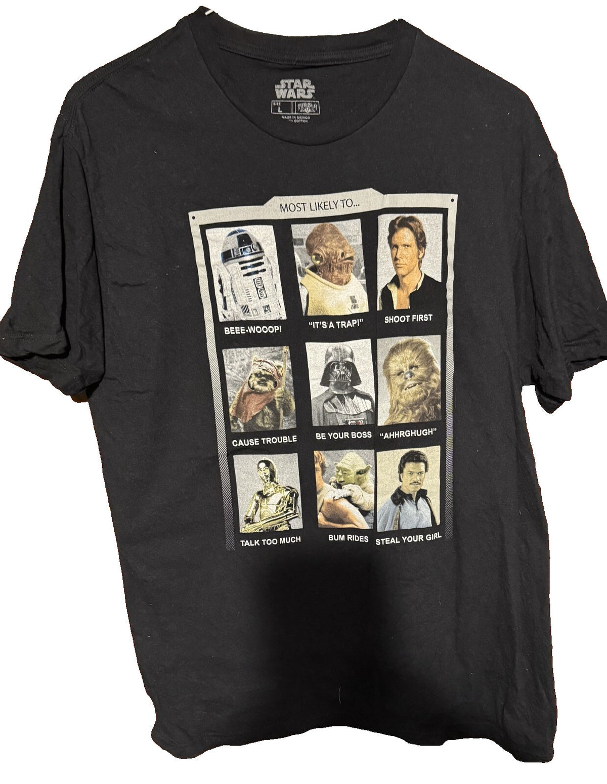 Star Wars Most Likely To T Shirt Men's Size L Black