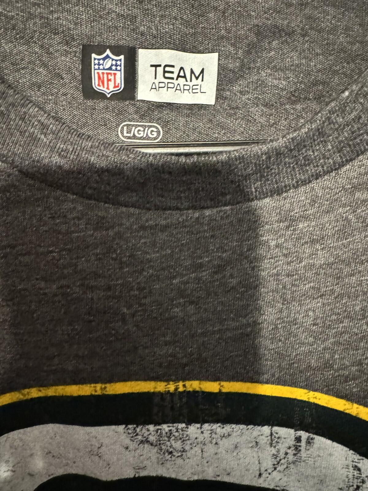 Green Bay Packers Team Apparel t-shirt Mens Sz L Gray NEW WITHOUT TAGS