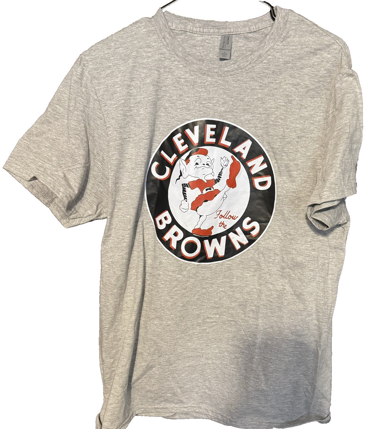 Cleveland Browns Vintage Brownie the Elf Logo T-shirt Men’s Size L Gray NWOT