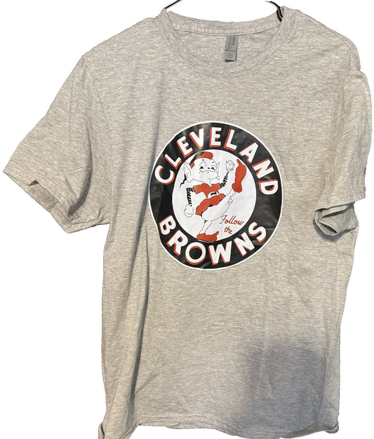 Cleveland Browns Vintage Brownie the Elf Logo T-shirt Men’s Size L Gray NWOT