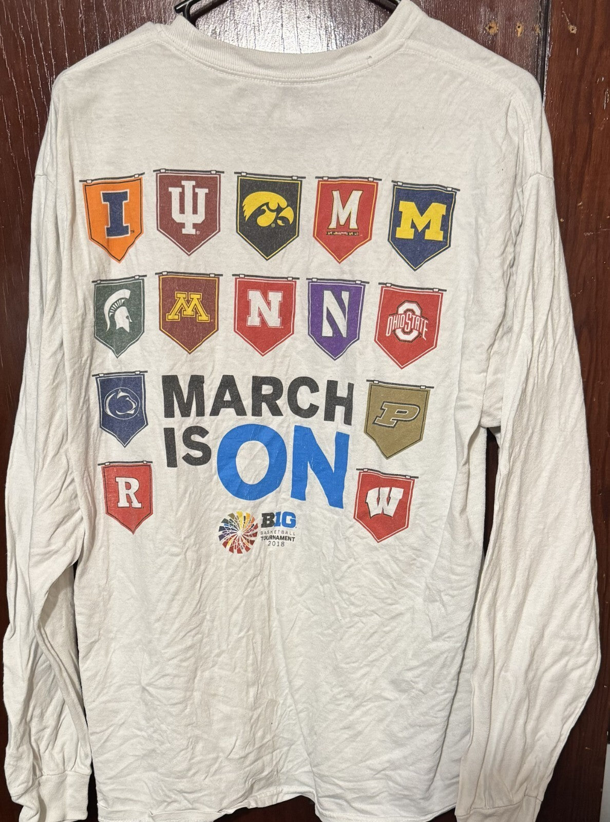 Big Ten 2018 Basketball Tournament Long Sleeve T-Shirt men Sz XL ? White B1G
