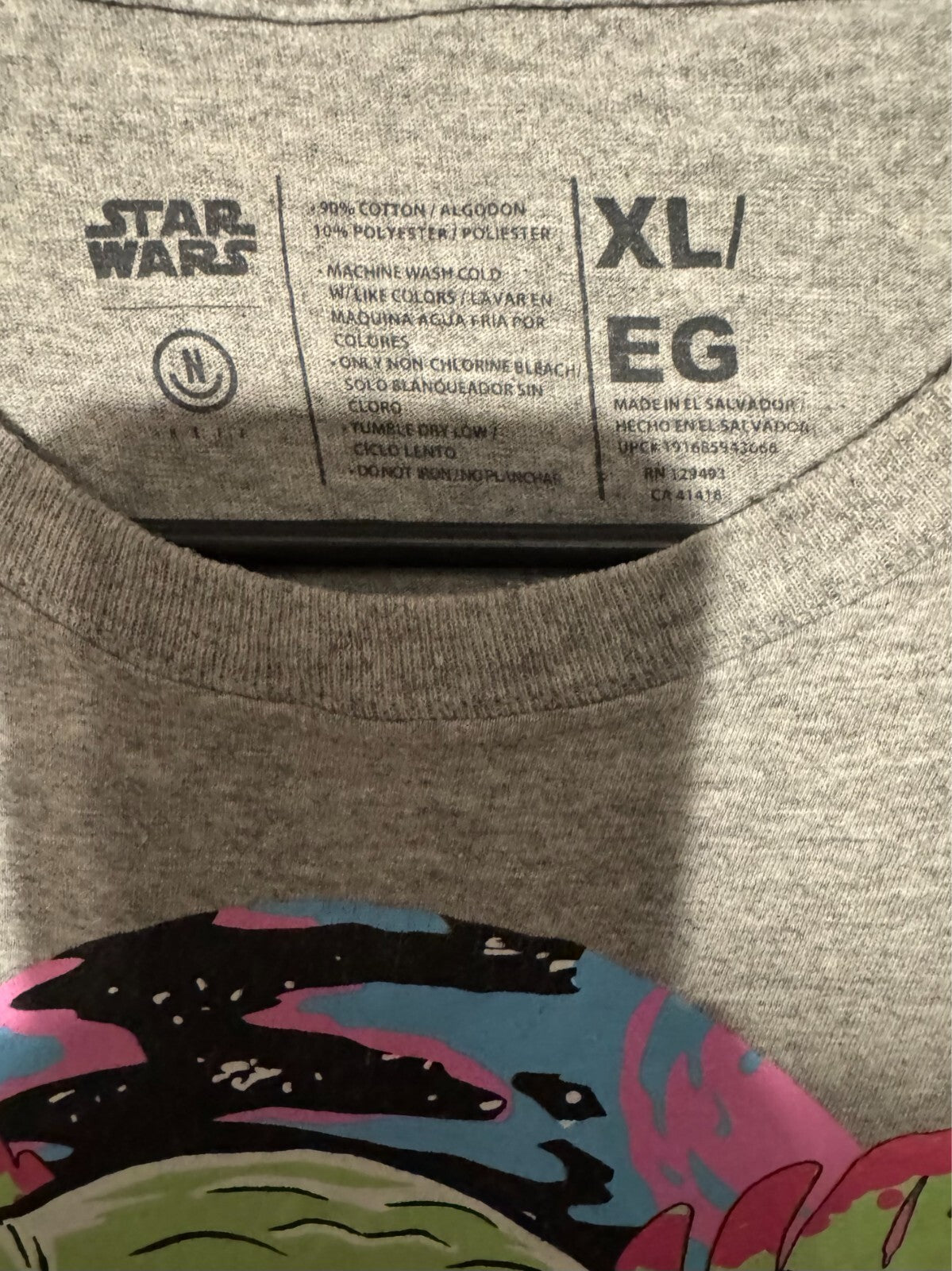 Star Wars Logo Mandalorian Grogu T-Shirt Men's Size XL Gray
