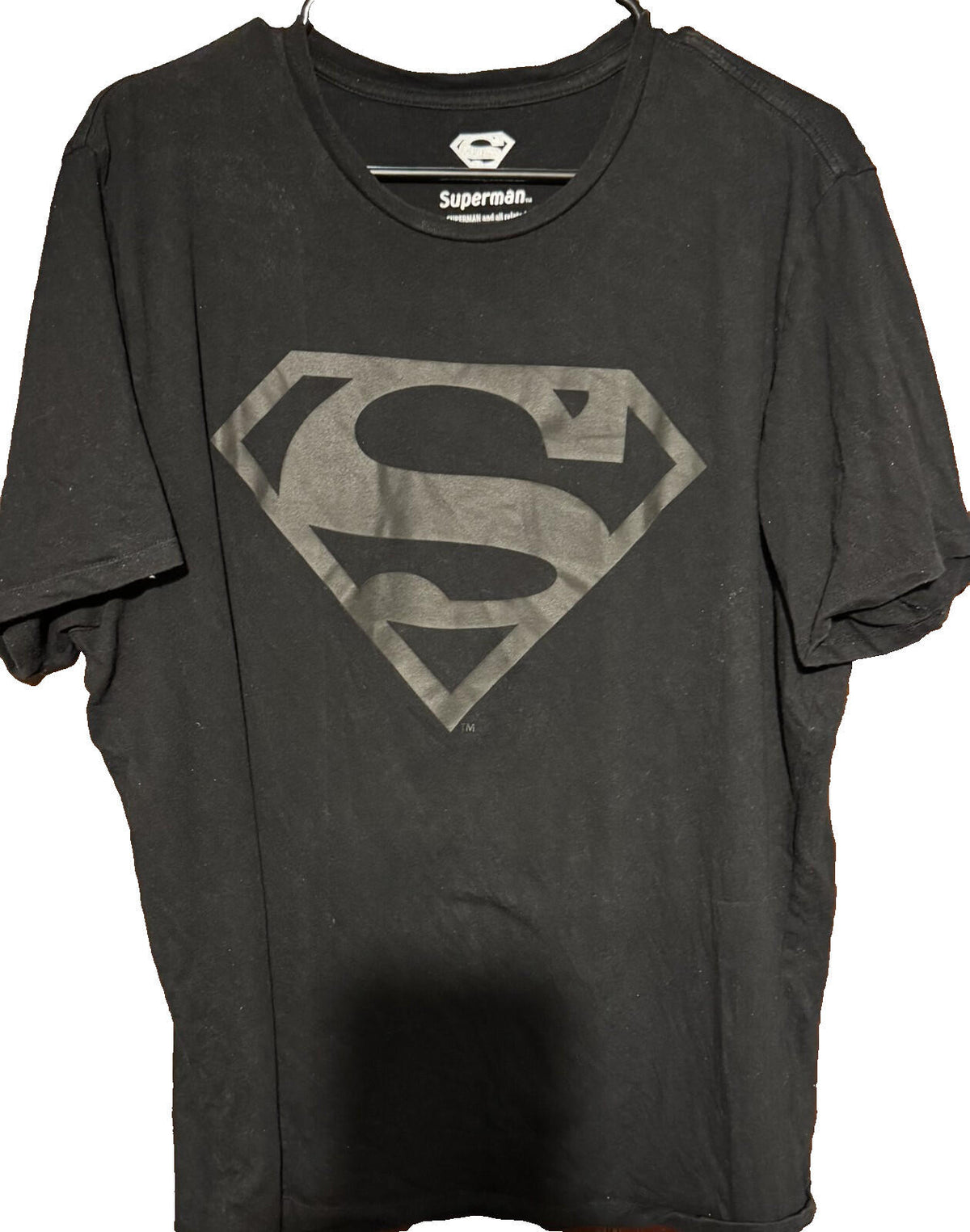 Superman Short Sleeve T-Shirt Men Sz XL Black DC Comics
