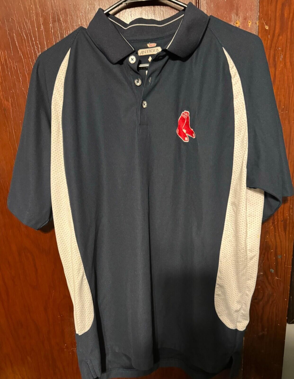 Boston Red Sox Polo Shirt Mens Large Blue Baseball Antigua