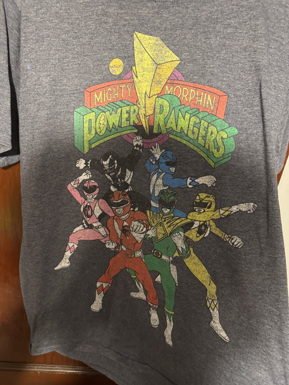Mighty Morphin Power Rangers T-Shirt Men Sz XL ? Gray/Blue