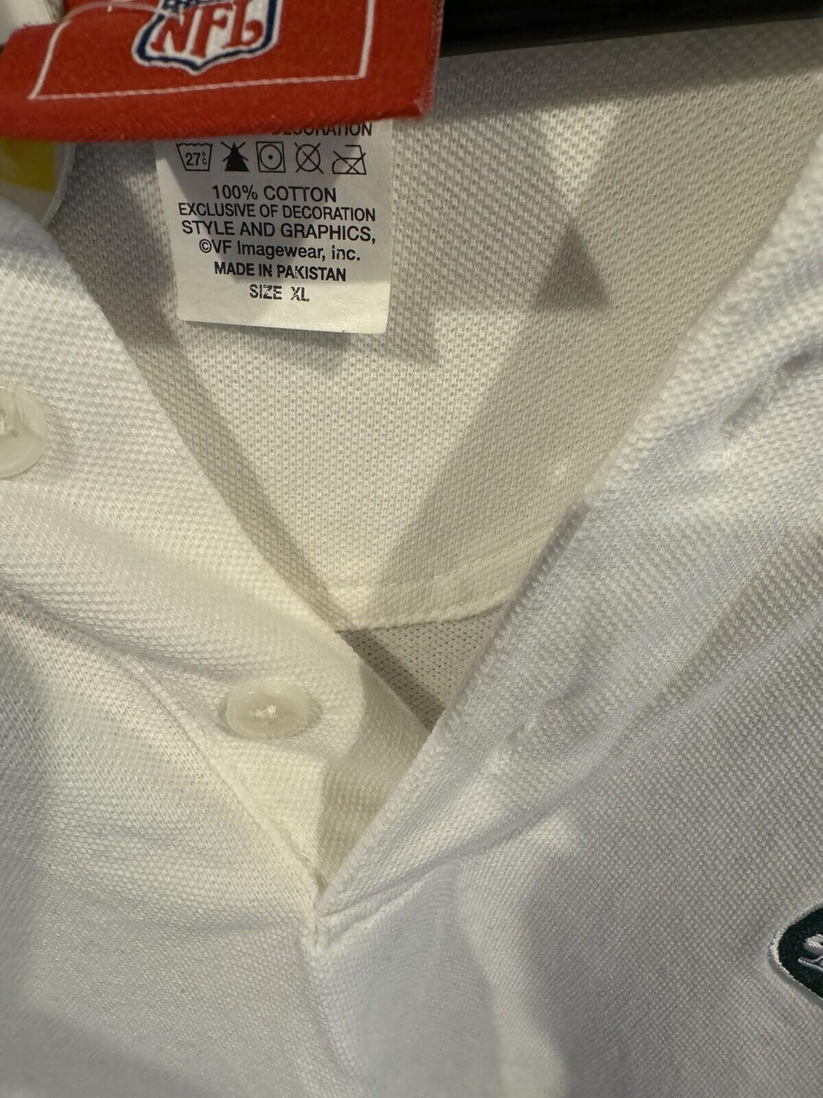 New York Jets NFL Vintage Polo Shirt Men's sz XL White/Green